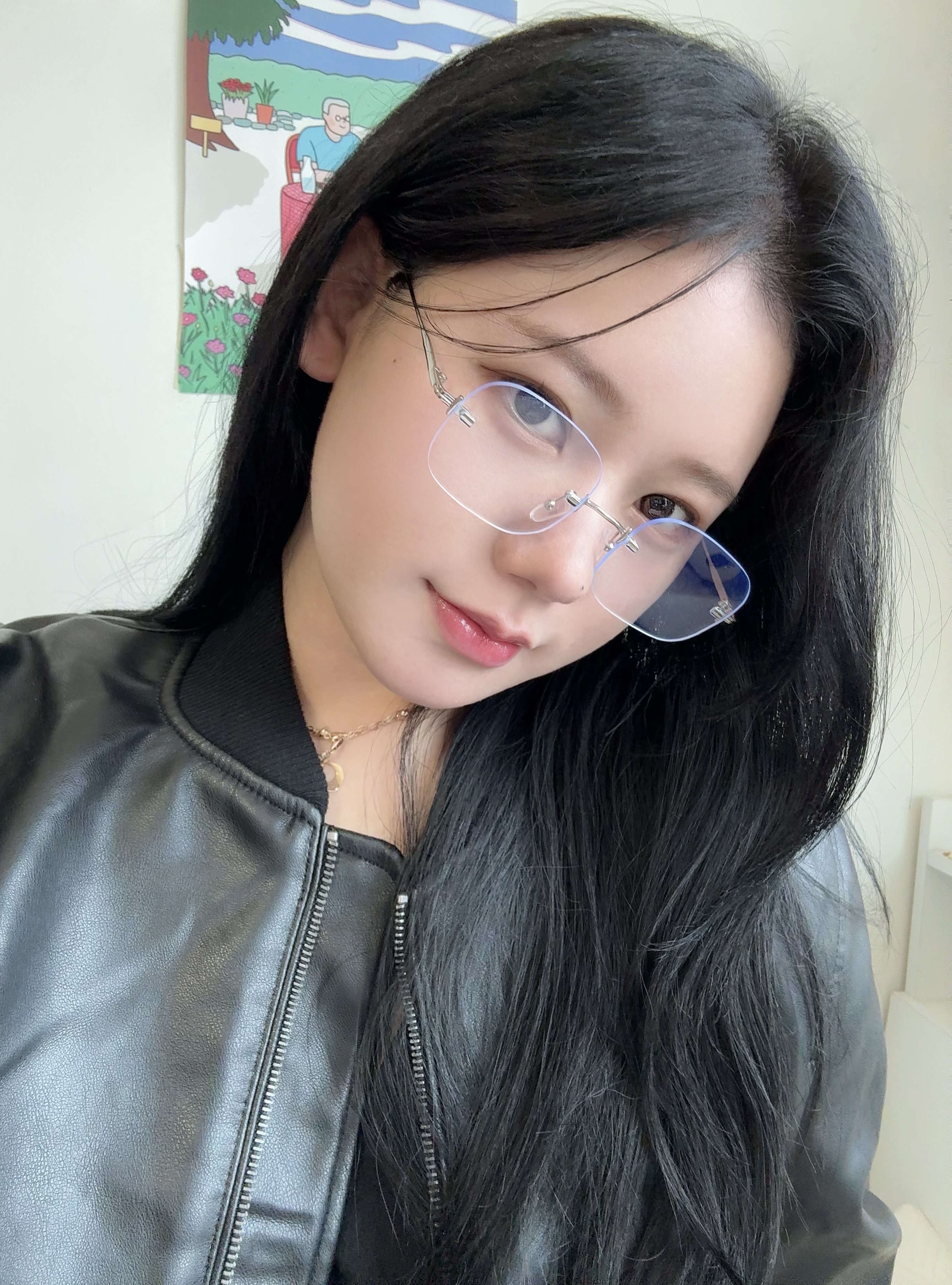 [SeeChic] 스퀘어 실버 투명 무테 안경