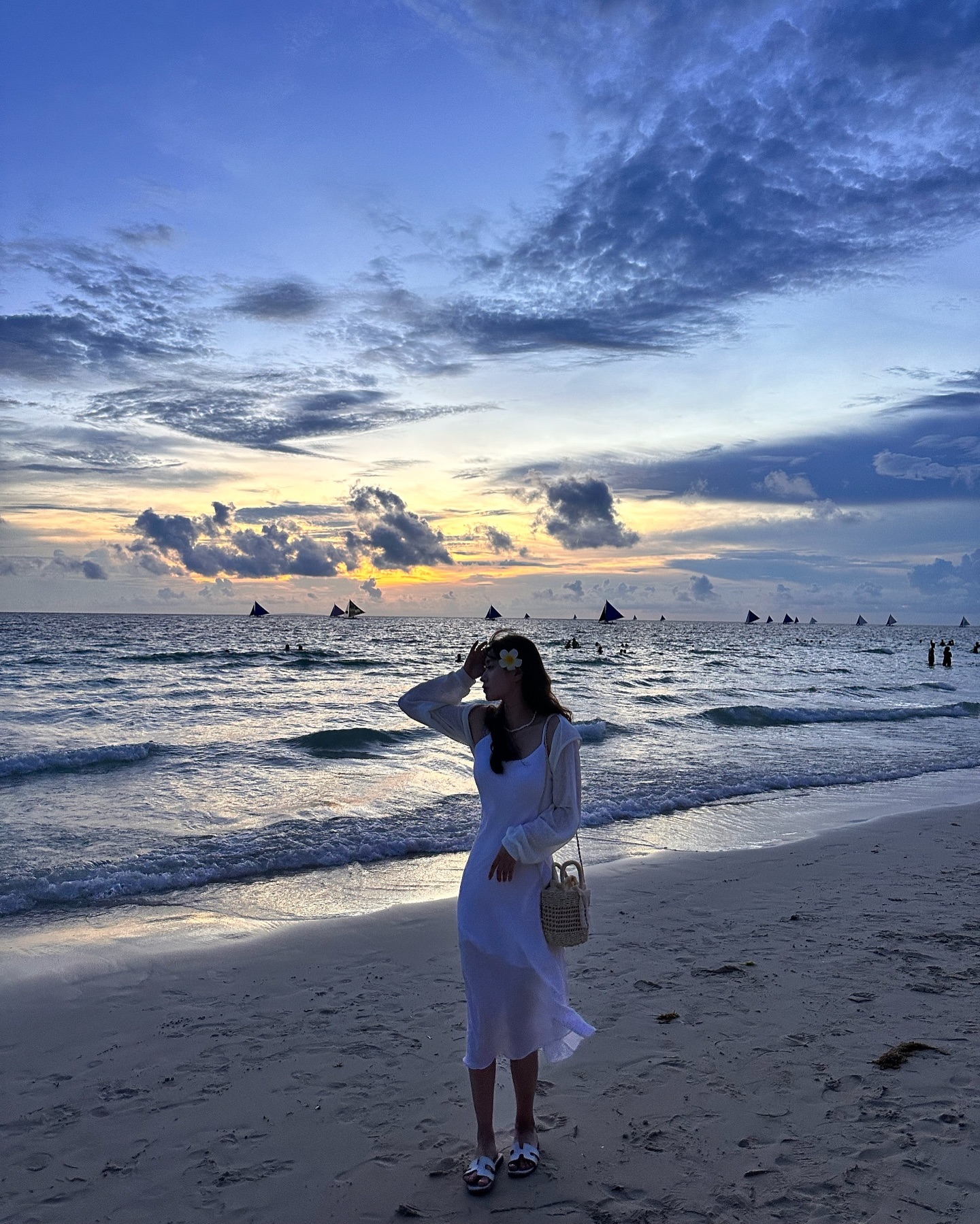 The sea is red in the Boracay afterglow