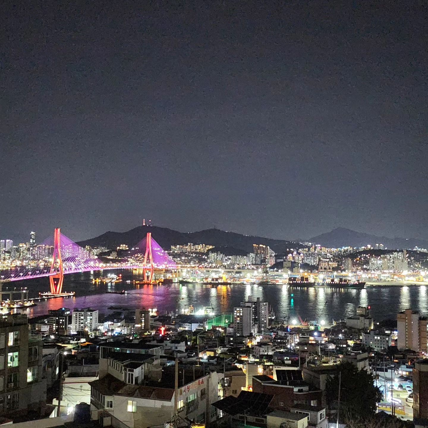 #신기산업카페 

한적하고 조용해서 더 운치있었던 부산항대교🥰
평일 늦은 저녁에 방문해 루프탑은 
저번보다는 사람이 적었슴미댱 🩵 
(손가락 좀 치워죠 😒)

완전 #뷰맛집
#야경맛집
#신기산업