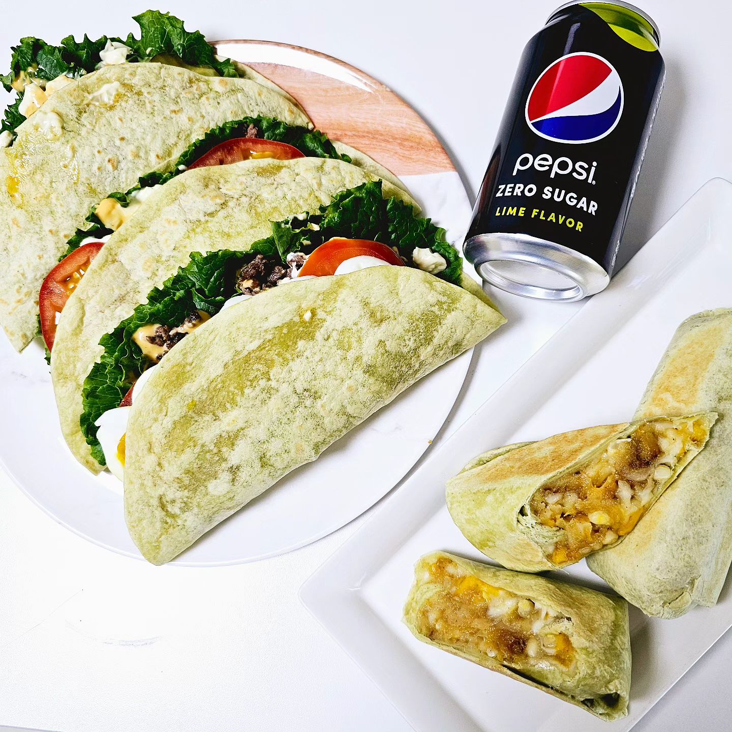 #또띠아햄버거 #펩시제로라임 
#또띠아고구마치즈롤 
내가 만들었지만.. 너무 맛있음😋
#맥도날드 #빅맥 맛이난다능🥰