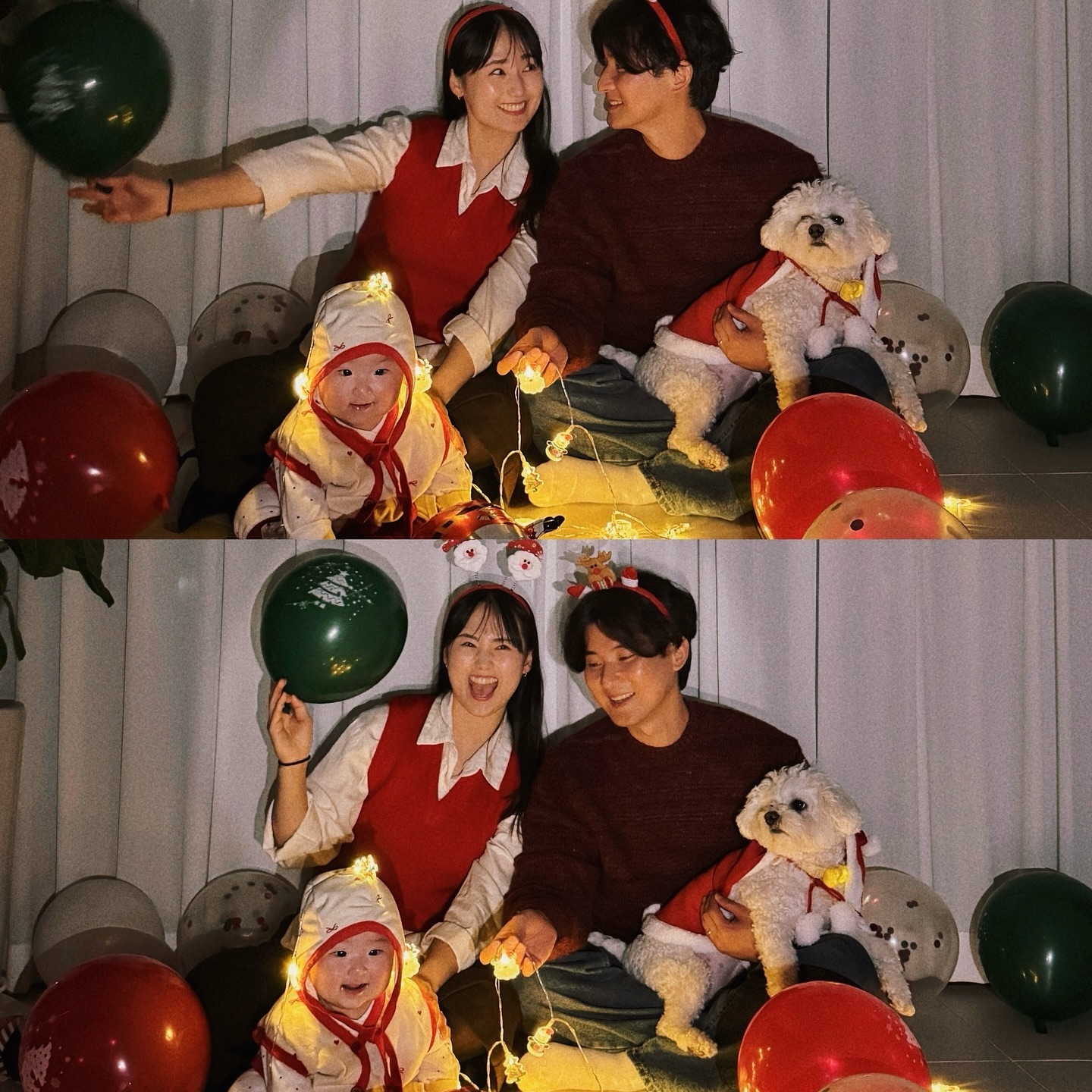 🎄

우리가족 첫 번째 크리스마스 🎄✨

해가 지고 라비니 잘 시간이라 부랴부랴 찍는다고  넘 정신없었구요 …
포포는 하루 종일 표정이 안 좋았지만 귀여웠고
라비도 불빛 보며 휘둥그레지는 모습이 너무 귀여워ㄸ ㅏ…❤

우리집엔 귀여운 게 천국 🫧

#merrychristmas #크리스마스 #애개육아 #제주가족 #가족스타그램