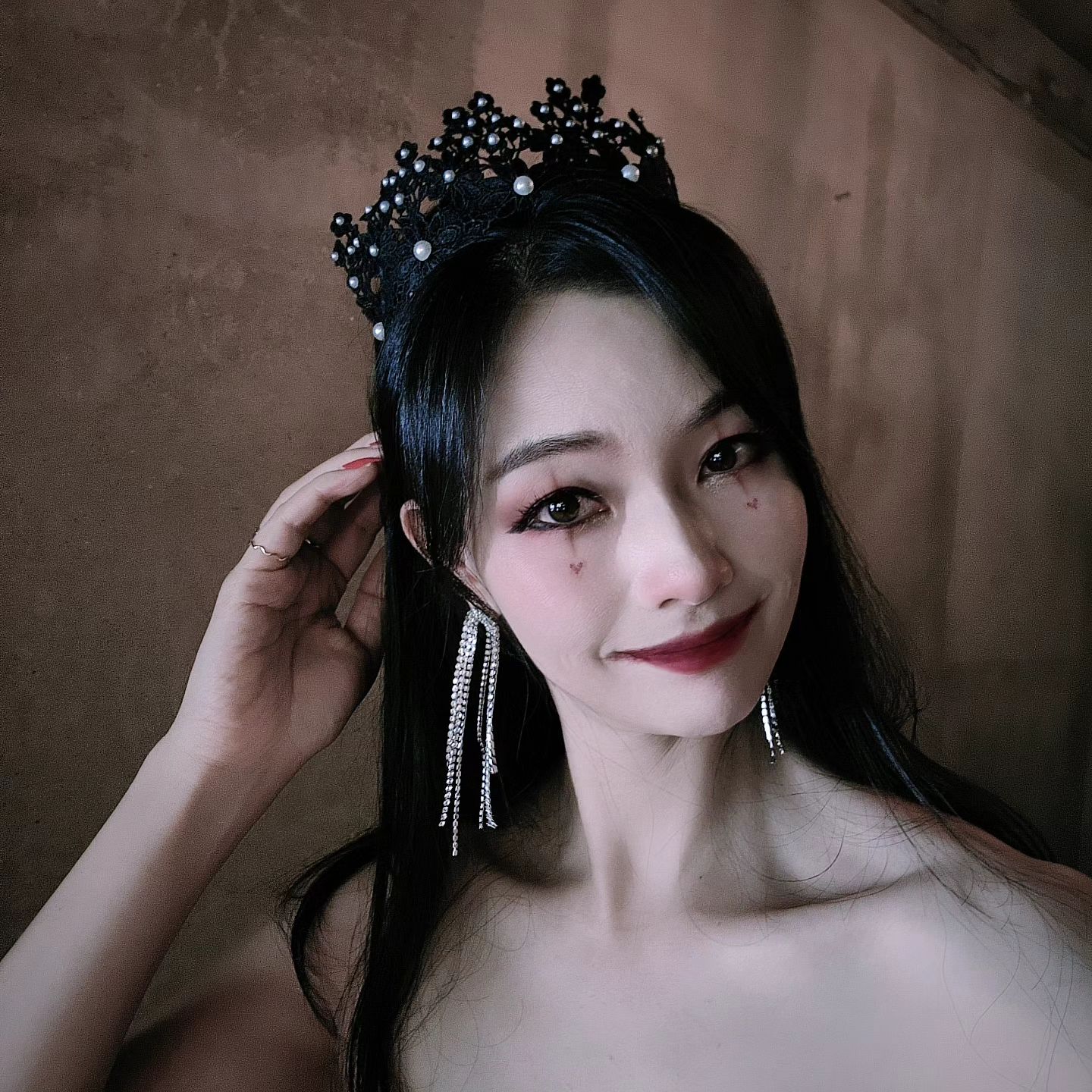 착용헤어밴드ㅡ하트레이스밴드(블랙)