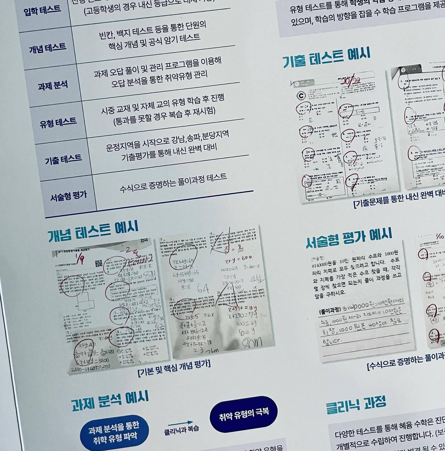 .
.
학원 팜플렛에 준이 시험지가 실림😍
학교쌤한테도 풀이과정 정리잘한다고 칭찬받았는데 헤헤.
엄마테 자랑하려고 손에 들고 들어옴˙ᵕ˙