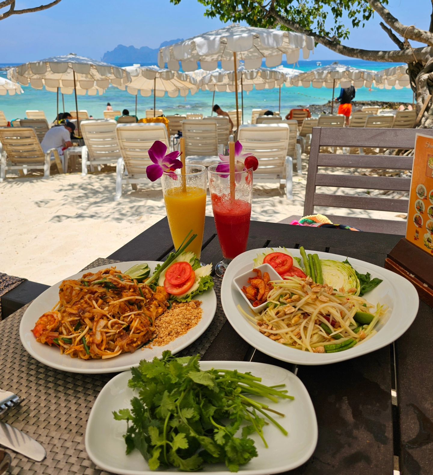 크라비 롱비치 맛집 🌴🍽️
피피 더 비치 리조트 레스토랑 🏝️
점심도 먹고 바로 앞 비치에서 수영도 하면서 쉬어가기 좋다. 🏊‍♂️☀️
태국와서 제일 많이 먹은 쏨땀과 팟타이 😋
쏨땀 맛있다♡ 🍜🌶️ 

#피피섬 #피피아일랜드맛집 #쏨땀 #팟타이 #피피아일랜드 #피피섬맛집 #태국여행 #먹방여행 #phiphiisland #somtam #travel