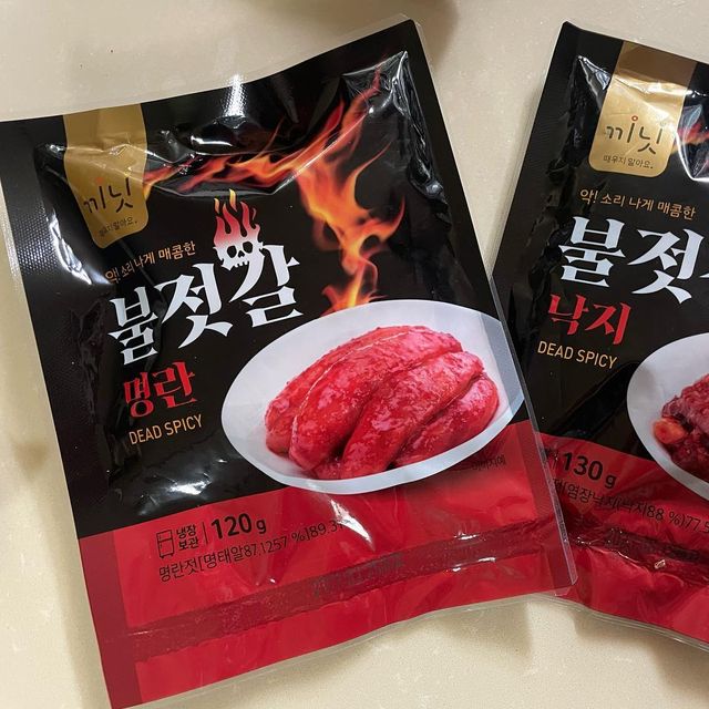 ෆ우지니 on Instagram: "끼닛 불젓갈 4종세트! 우왕... 이거 진짜 맛있어요..🫶🏻 맵기 정도도 딱 적당하게 매운맛이에요🍣 개별 소포장이여서 깔끔해요🫶🏻 #광고#명란젓#젓갈요리#