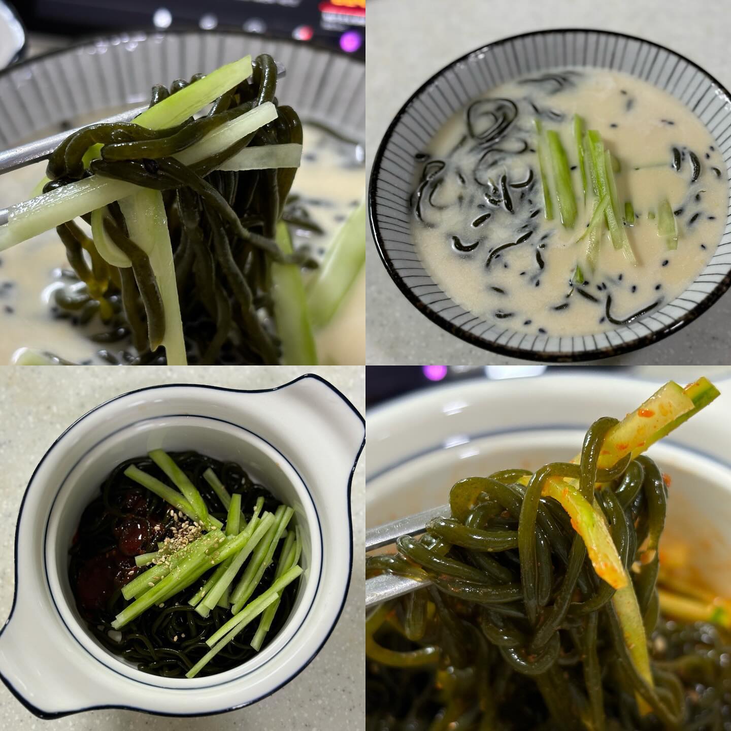 📌해조미 미역국수(국산 : 전라도 완도군)
여름이 되었는데 겨울에는 안찌던 살이 갑자기 쪘습니다?
너무 먹고 싶은걸 다 먹었나봐요,,,🥲
다이어트에는 무엇보다 식단이 중요한데 그러던 중 만난 미역국수!
사실 다른 브랜드의 미역국수를 먹어봤었는데요, 거기 미역국수는 돌멩이,,,같은 게 씹히고 맛도 조금 별로라 손이 안갔었거든요, 근데 해조미 미역국수는! 같이 파는 비빔소스, 콩국수가루도 너무 맛있구 예전에 먹었던 미역국수와는 다른 맛있는 맛이었어요😋
거기다 비건..! 
포만감도 대박이었어요👍
📌물에 한번 탁 털어서 소스 비비면 끝
📌다 먹어도 16칼로리!
📌다이어트에 딱인 저칼로리 국수