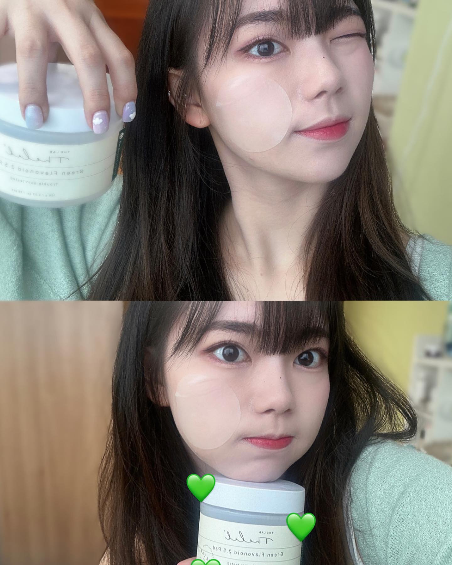 #제품제공 #제품협찬 #더랩 #더랩바이블랑두 

더랩바이블랑두의 다양한 제품들을 소개하면서, 
드디어 제가 n통 비운 찐템인 💚그린 플라보노이드 2.5패드💚를 소개하는 날이 왔네요 !!! 🥹

아이돌이 여드름 패치도 끊게 해줬다는 강력 진정패드라고 
소개한 적이 있어 #아이돌꿀피부비결 을 손민수하려고 
처음 구매했던 기억이 나는데요! 

다른 그 어떤 토너패드보다 얇고 자극없으면서 진정효과가 
탁월해서 #그린플라패드팩 을 #급속피부진정템 으로 아침마다 
머리를 말리고 스타일링을 하는 동안 붙여두고는 합니다 ! 

떼어내면서 살짝 닦아주고 메이크업을 하면 진정이 싹! 되고 
아주 베이스가 쫀쫀 잘 먹는 것을 볼 수 있는데요! 
실제로 그린플라패드는 피부 진정 속도를 두배 높여주는 것이 
임상시험으로 검증되었을 뿐만 아니라 여드름 피부 적합성 테스트까지 통과한 제품이에요!! 🫢

피부에 붙이면 투명하게 잘 안보일 정도로 씬처럼 얇아보이지만 
3중 레이어 패드로 에센스를 한가득 머금고 있답니다! 
그래도 아주 얇아 초 밀착되어 사용하기 아주 편해요 😉

요즘같은 봄바람 부는 환절기에 자극받은 피부, 
패드 한 장으로 가볍게 해결해 보는 것은 어떤가요? 🤗

#그린플라 #2배속진정패드 #진정패드 #홈케어 
#올리브영추천템 #진정케어 #스킨케어 #스킨케어추천템 
#올리브영 #thelabbyblancdoux #너드메이트