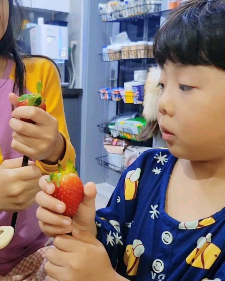 슈슈네가 딸기 먹는방법ㅋㅋㅋ
신박하네ㅋㅋ이런건 어디서 배워오는거야?🙄

.
.
#일상 #남매 #먹방러 #딸기먹는법 #귀여운남매