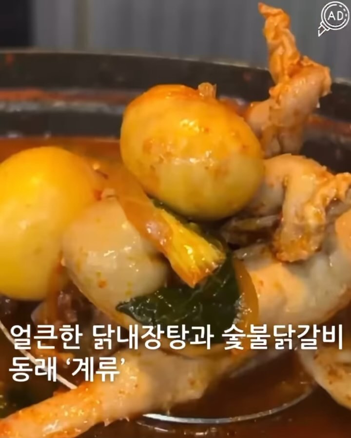 춘천에서 맛볼 수 있는 숯불 닭갈비를 부산에서 먹을 수 있다고~~?🔥🔥

부산에서는 철판 닭갈비가 익숙하지만
원래 원조는 숯불 닭갈비인 것을 아시나요?😋

부산에서 먹기 힘든 음식을 동래 번화가에서 먹을 수 있는데
양념맛과 소금맛으로 나누어진 숯불 닭갈비는,
자신의 입맛에 맞게 고를 수 있고

닭갈비와 잘 어울리는 닭내장과 알집이 가득 들어가있는
얼큰한 닭내장탕을 함께 먹으면 소주 10병은 기본이야!!!

두 메뉴만 먹기에 허전하다면,
쫄깃쫄깃한 염통구이와 매콤한 닭발을 먹어보는 게 어때?👍👍

고기 굽는 냄새가 옷에 배는 게 싫거나
소지품 보관 원하는 손님들을 위해 개인 사물함까지 따로 마련✨

배고플 때 가도 좋고, 술이 고플 때 가도 좋은 #동래계류

✨닭곱창볶음, 닭양지볶음, 닭연골튀김, 닭똥집튀김 등
닭과 관련된 대부분의 요리들을 다 맛볼 수 있는 곳✨

📍부산 동래구 명륜로129번다길 12 1층
⏰ 일요일 휴무 / 월-토 16:00 ~ 23:30
📞 051-554-8171
🗓️ 숯불 닭갈비(양념, 소금) / 닭내장탕 / 닭곱창볶음 / 매운닭발 / 매운날개 / 닭양지볶음 / 닭똥집볶음 / 닭오돌뼈 / 닭연골튀김 / 닭껍질튀김 / 염통꼬치

#동래맛집 #동래술집 #명륜동맛집 #명륜동술집 #동래구술집 #동래역맛집 #동래역술집 #동래닭갈비 #동래꼬치 #부산숯불닭갈비 #동래이자카야