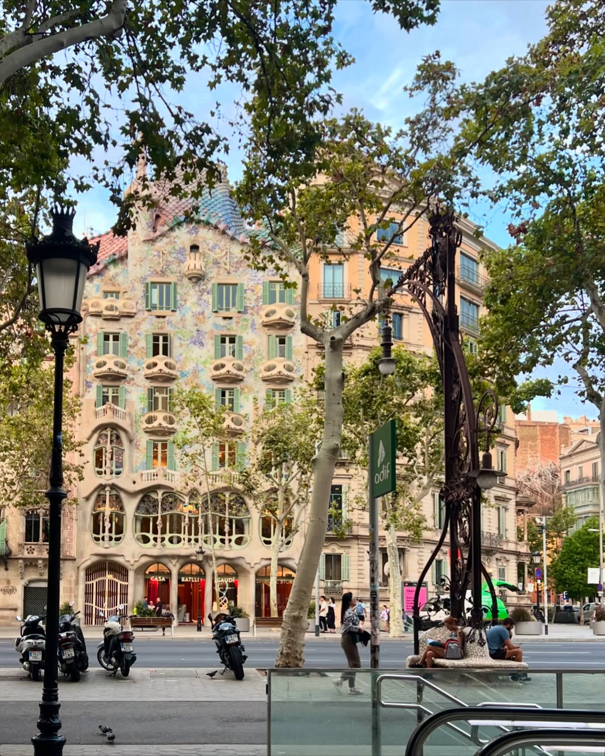 🇪🇸 Barcelona, Spain, 14 Aug 2024 

수면 부족 상태로 참여한 가우디 건축물 투어 🏃🏻‍♀️‍➡️
장시간 서 있는 게 쉽진 않았지만 눈은 행복 … 
가우디는 진정 천재가 확실하다

함께 투어했던 유쾌한 한국 사람들
나만 혼자라 사진도 찍어주시고 자리도 내어주시고 많이들 챙겨주셨다
강렬한 태양에 완벽한 패배를 인정하고 눈 감은 채 구경했던 가우디 공원과
보는 순간 웅장함과 아름다움에 압도되는 사그라다 파밀리아 성당 겉핥기를 끝으로 투어 종료 🫠

고되고 배고파서 맛집으로 저장해뒀던 빠에야 먹으러 총총총
1일 1샹그리아 필수 - 
첫 날도 느꼈지만 스페인의 샹그리아는 도수가 은근 높다
줄이 아주 길었지만 혼밥은 이럴 때 아주 좋다 작은 테이블에 앉아버리기 ~ 
짭조름하고 맛있었는데 김치 한 조각 얹어먹고 싶었다
웨이터 분이 한국어로 인사 건네줘서 웃으며 대화하다가
와인 한 잔 서비스로 받았는데 이건 도수가 더 높았다

다 먹고 밖에 나오니 쨍쨍한 대낮에 나는 알딸딸 
술 마셨으니 후식으로 젤라또 냠냠 
바르셀로나 거리를 뱅뱅 돌아다니다가 이른 귀가를 했던 날

투어가는 길에 마주친 맥카페 ! 동글동글 귀여운 도넛들
가우디 공원에서 홀로 클래식을 연주하시던 낭만가득한 할아버지
마지막은 .. 다 저렇게 찍는다길래 …… 허허허
(목에 맨 거 MP3 아님 .. 가이드님과 연결된 무전기야 ..)