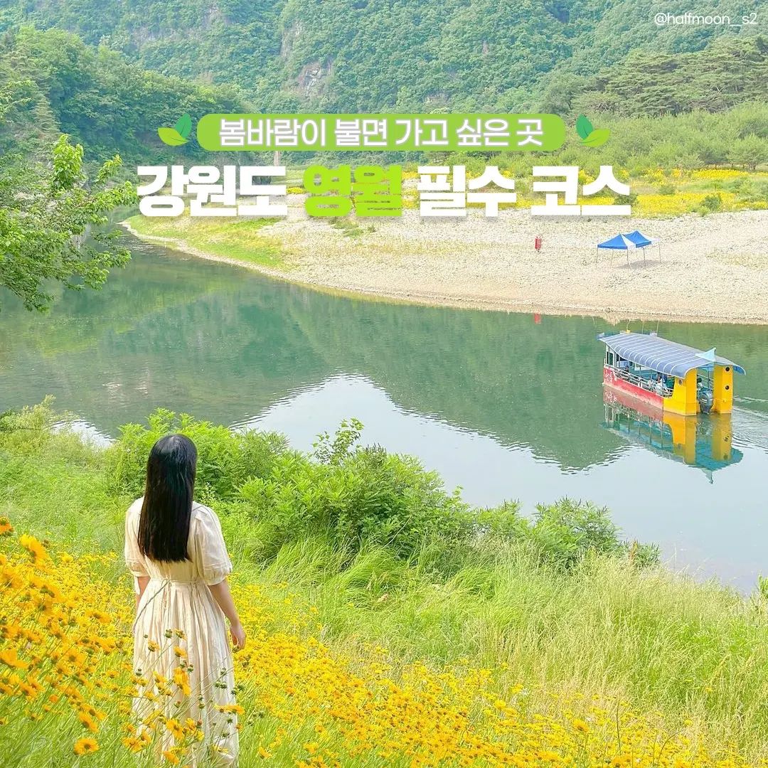 #지자체지원 #영월

봄~ 바람이 불면 가고 싶은 곳! 
강원도 영월 필수 코스 🌸🌿
놓치면 안되는 단종문화제까지🎭

1. #한반도지형
📌 한반도면 선암길 66-9
- 영월 필수 코스! 한반도 지형을 한 눈에 볼 수 있는 곳

2. #섶다리
📌주천면 판운리 489-1
- 자연 속 재료로 만들어진 다리로, 영화 같은 풍경 속에서 산책하기 좋은 곳🌳

3. #청령포
📌남면 광천리 산 67-1
- 단종의 유배지이자 나룻배를 타고 들어갈 수 있는 매력적인 곳 ✨

4. #선돌 
📌방절리 769-4
- 아름다운 풍경 속 포토존에서 인생샷을 남길 수 있는 곳

5. #영월관광센터 
📌청령포로 126-3
- 복합문화공간으로 전시, 체험관, 카페 등 아이들과 함께 즐길 수 있는 곳

6. #젊은달와이파크 
📌송학주천로 1467-9
- 다양한 미술작품들과 공방, 카페 등 즐길 거리가 많은 문화 예술공간

7. #선암마을뗏목체험 
📌한반도면 옹정리 600-2
- 노를 직접 저어보기도 하고 가이드님의 재미난 이야기도 들으며 뗏목체험을 할 수 있는 곳

8. #영월장릉
📌단종로 190
- 단종의 능이 있는 장릉, 고즈넉하게 산책하기 좋은 곳

📣#단종문화제
🎭기간 : 24. 4. 26.(금)~28.(일) 3일간
🎭장소 : 영월장릉, 관풍헌, 동강둔치, 영월문화예술회관
🎭요금 : 무료
*자세한 사항은 영월단종문화제 홈페이지에서 확인 가능합니다.
.
.
#대한민국구석구석  #국내여행 #국내여행지 #봄여행지 #강원도 #영월여행 #영월핫플  #영월관광명소 #영월가볼만한곳 #영월여행지 #영월여행추천