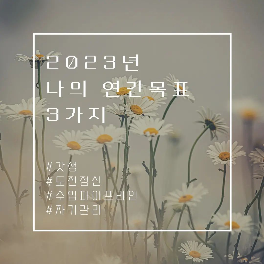 2023년 연간 목표, 다들 마음속에 하나둘씩 있을 것 같은데요.
제 자신을 위한 다짐과 동기부여를 위해 적어보았어요.

#2023년 #자기계발 #동기부여 #목표 #연간목표 #연간목표계획 #안지향챌린지