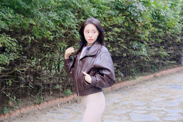 비바브라운 비건레더자켓 간절기아우터로 데일리룩 완성!