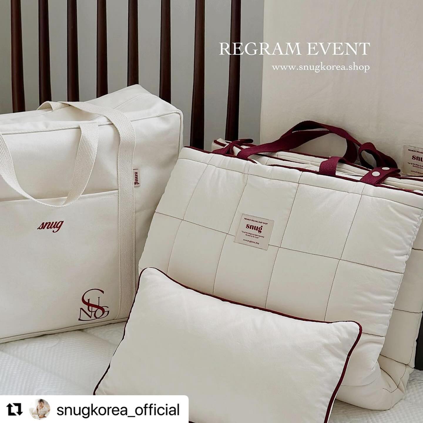 #Repost snugkorea_official with use.repost
・・・
•#리그램이벤트 
🎁고객님들께서 가장 많이 기다리시던 이벤트🎁

스너그 전상품을 쏩니다🎊 스너그에서 판매 중인 전 제품 중 택1하여 댓글을 남겨주세요 고가라인도 모두👌🏻 총 세분을 뽑아 선물을 드려요 :)

먼지 가득한 아이용품 이젠 안돼요🤚🏻
아이슬란드 피오르드 암반에서 자란 해초만을 채집하여 원단으로 만들어낸 제품입니다. 항균, 보습, 비타민까지, 이젠 우리아기 안심할 수 있는 제품으로 태어난 순간부터 스너그와 함께하세요🌿 건강한 아이제품 선택 아닌 필수 입니다.

🏷참여방법
✔️스너그코리아 공식 계정 (snugkorea_official) 팔로우
✔️원하는 게시글 사진 리그램(인물태그 필수)
✔️게시글에 원하는 제품 댓글 달기로 참여
(이미 구매하셨던 분들께서는 당첨 시 구매금액 돌려드립니다)

댓글로 친구 소환하면 당첨확률 UPUPUP🔥

🏷이벤트 기간
2023.11.06(월) ~ 11.27(월)

🏷당첨 경품
총 3분께 스너그 전 상품 중 택1🤍

🏷당첨자 발표
2023.011.30(목)

#리그램 #체험단 #체험단모집 #체험단이벤트 #애착인형 #낮잠이불 #아기바디필로우 #아기원형러그 #플레이매트 #낮잠이불세트 #겉싸개 #속싸개 #아기침구 #신생아침구 #아기이불 #신생아이불 #애착수건 #애착인형 #아기용품 #출산선물 #아이방꾸미기 #신생아용품 #쿨매트