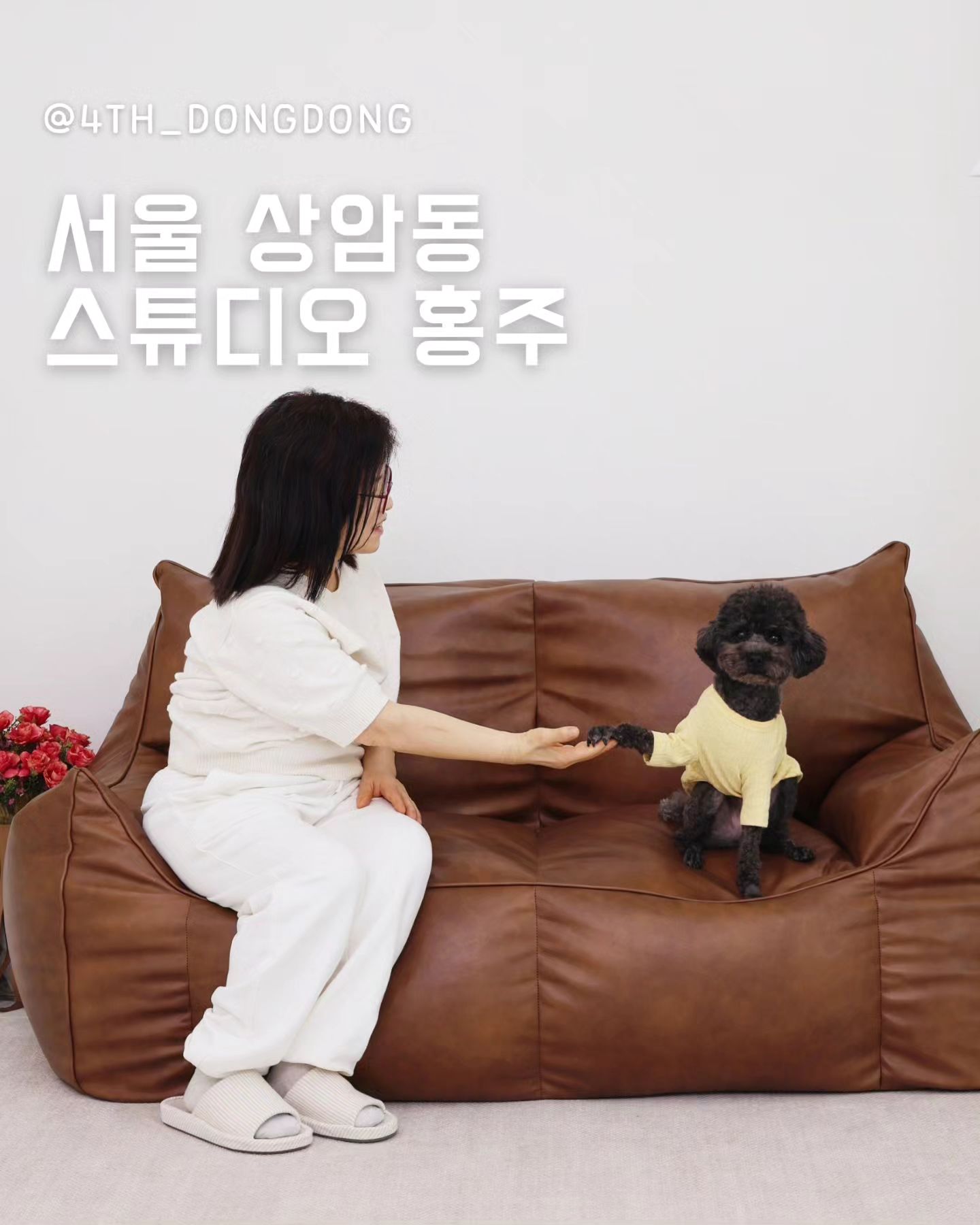#상암셀프사진관 #스튜디오홍주

엄마 집 바로 근처에 셀프 스튜디오가 생겨서
엄마랑 동동이랑 다녀왔습니다 ☺️

엄마랑 가끔씩 술을 마실 때가 있는데,
그때마다 엄마가 항상 인생네컷을 찍자고 하시더라구요 ☺️
(사진 찍는 걸 너무 좋아하는 어무니를 위해 이렇게나마 효도 💝)

🔸️다양한 컨셉 촬영 가능
저랑 엄마랑 동동이가 주로 찍은 3개 컨셉 외에도
다양한 컨셉이 준비되어 있는데요 😆 
모던하고 깔끔하고 또 넓어서 사진 찍기에 딱이에요!
진심 사장님의 감각적인 센스를 지대로 느낄 수 있어요!
(다 못 찍은 이유는.. 동동이가 어무니 물어서 급히 귀가.. 🤫)

🔸️편안한 분위기 그리고 친절한 사장님(💯)
사진이 예쁘게 나오려면 아무래도 활~짝~ 웃어야 하는데 😁
우리 사장님께서 친절히 맞아주시고 꼼꼼하게 알려주시니
마음이 흐물흐물 녹았나봐요 😆
덕분에 행복하게 웃는 사진 잔뜩 건졌어요💝

🔸️반려견 동반 가능한 셀프 스튜디오
이번에 여길 가게 된 주 이유라고 할까요? ☺️
우리 동동이랑 같이 사진 찍고 싶었는데,
아직까진 동반 가능한 셀프 스튜디오가 많지 않아서 고민하던 차에! 딱!
* 대신 기저귀 필수이고 러그가 깔려 있어 발 닦기 필수입니다.
동동이는 실내 배변 극혐견(?)이라 사장님과 협의 하에 미착용

스튜디오 홍주 덕분에
엄마랑 동동이랑 차곡차곡 행복 적립중💝
오늘도 내일도 행복하자💝

🏷스튜디오 홍주
📍서울시 마포구 성암로223, 3층
⏰️매일 10:00~22:00
📝반려동물 동반 가능
#상암셀프스튜디오 #상암사진관 #마포구스튜디오 #마포구셀프스튜디오 #마포구사진관 #상암동스튜디오 #상암동핫플 #상암핫플 #수색스튜디오 #반려견동반사진관 #디지털미디어시티역 #dmc핫플 #셀프촬영스튜디오