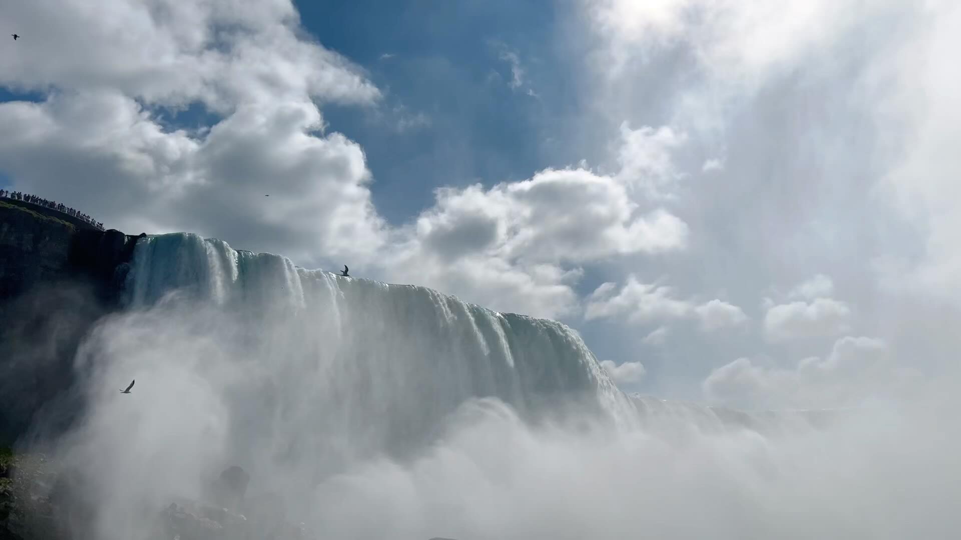 🇺🇸 Niagara Falls on September 30 

이렇게 웅장한 자연 앞에서 한없이 겸허해지는 인간이란 존재 
날아가는 새 마저도 그래픽 같았던 나이아가라 폭포

보면서 든 생각은
이 물은 어디서 내려오는 거야 ?

이 날도 날씨가 다 했다
이렇게나 화창한 날에 와르르 쏟아져 내려오는 폭포를 볼 수 있어서 
너무나 영광..(굴비) 
뉴욕에서 버스로 왕복 14시간 걸리는 고통을 잊게 해 준 아름다움이었다
언젠가 캐나다에서도 볼 수 있는 기회가 왔으면 🙏🏻

가는 도중에 들렀던 광활한 자연 한가운데에 위치한 대형마트에서 사 먹었던 
블랙베리, 라즈베리, 무슨 맛인지 모를 피자도 꼭 기억할게

무튼 너무 행복했던 경험