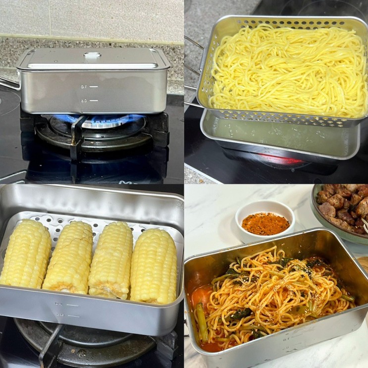 캠핑용품의 재발견! 키녹스 패키지 세트 반합 + 튀김바스켓 + 찜망으로  요리 활용편! 찐옥수수, 비빔국수 만들기