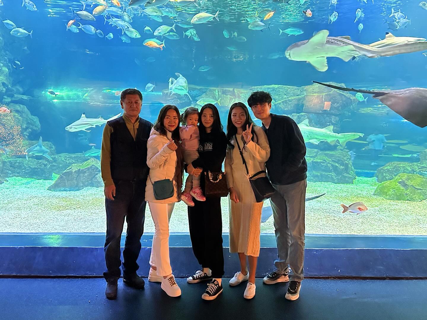 라노가 좋아하는 가오리랑 상어보러 온가족 총출동❤️