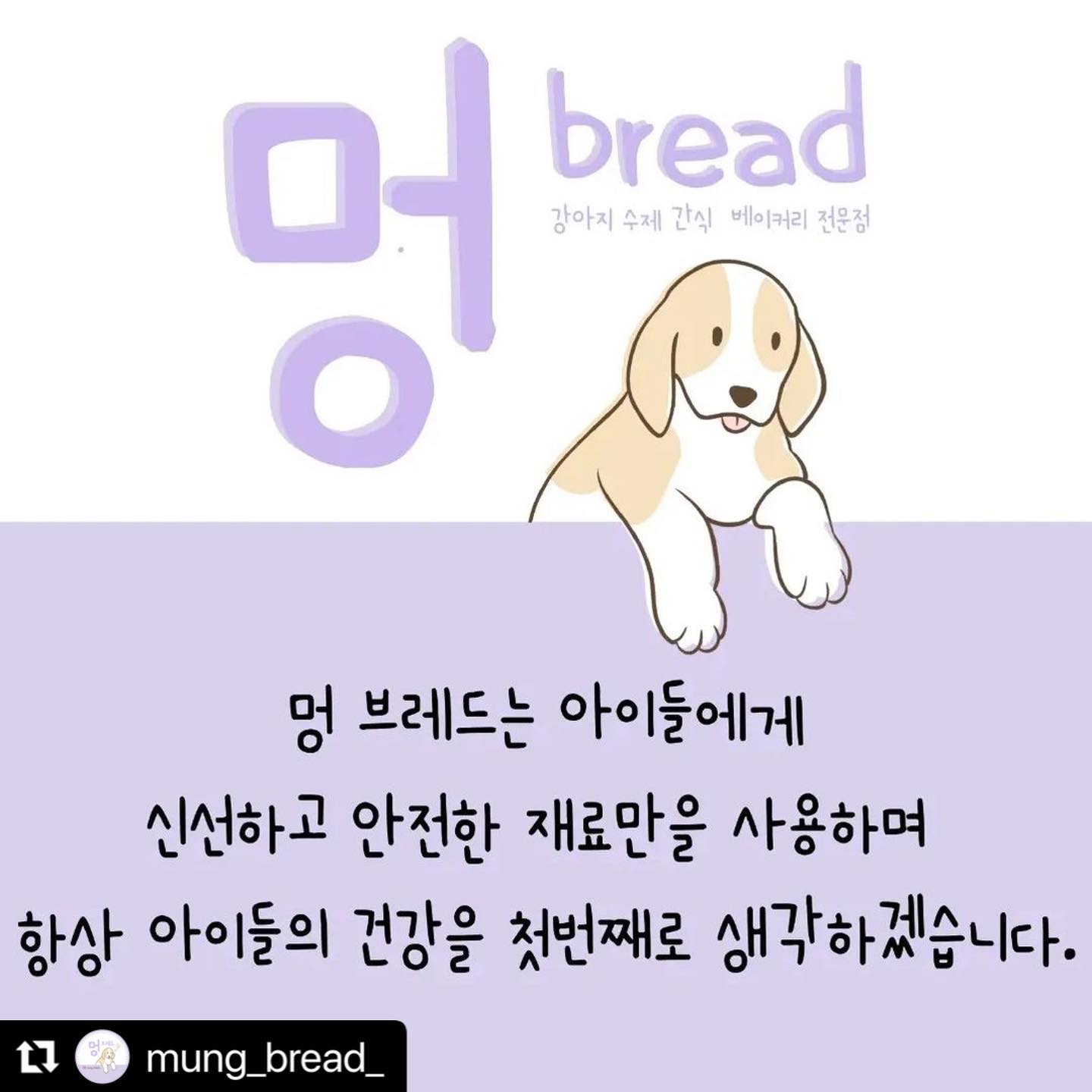 🫣인천 구월동 반려동물 수제간식&베이커리 전문점😎

✔️100% 핸드메이드
✔️무색소.무방부제.무첨가물
✔️5둥이 멍 엄마가 만드는 간식
✔️오프라인 세스코 인증업체
✔️선주문. 후 배송 당일 만드는 간식
✔️강아지.고양이 다양한 간식
✔️꾸준한 신메뉴 업로드
✔️원 데이 클래스
✔️취미반 수업 (4회)
✔️창업반 수업 (8회)

-
(혹시라도 아이가 아파요. 먹을 수 있는 게 있을까요?)라는 문의를 하십니다.

따로메뉴는 없지만 아픈아이를 위한 특별한 레시피 
원 데이 클래스로 가능하니 문의하세용♥️

댕댕이 맘들 저믿구 한번 댕댕이 아이들 수제간식 한번 먹여보는거어때요 ?!가족같은 나의댕댕이들 💓

정성스러운 수제간식 😳
정말 양심적으로 하는 사장님이더라구용😎 맛이면맛 정이면정 👍👍👍👍

사장님키우던 강아지가 아파서 시작한 펫푸드이니 내댕댕이 간식만드는 생각으로 만들고 계신답니당 
안심하고 방문하실수 있는 아이들의 건강을 우선생각하는 

멍브레드🐶👍mungbread

🎈문의사항&예약&위치
✔️카카오톡 멍브레드
✔️070 8677 1231
✔️인천 남동구 구월동 1392-9 1층 멍브레드

⭐️인스타DN. 네이버 스토어팜 주문가능

#애견수제간식 #강아지얼굴케이크 #강아지간식 #수제간식 #댕댕맘 #모여라 #인천애견동반 #구월동 #댕댕이 #모여라 #강사모 #수제간식전문점 #수제간식원데이클래스 #🐶 #인천 #애견동반 #모여라 #반려견 #댕댕이 #댕팔 #댕댕이그램 #댕팔맞팔 #댕댕이일상 #댕팔멍팔 #댕스타그램 #건강한 #간식 #🫣 #♥ #좋은건 #널리널리 #돈쭐을내주어야합니다 #👍