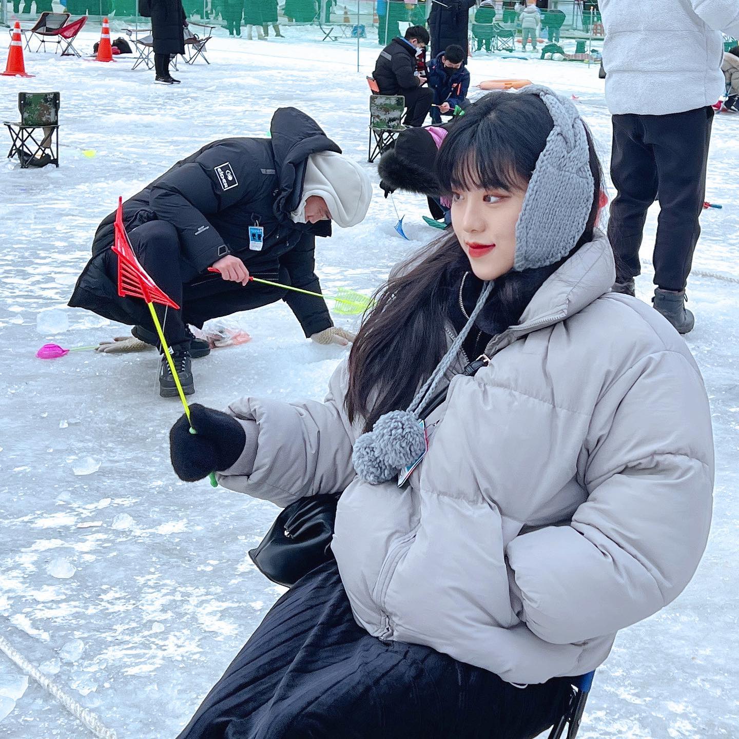 #산천어축제 마지막날🐟❄️ 손발꽁꽁 넘 추웠지만 즐거웠다 🤍 잡았을 때 느낌 넘 짜릿행 .,😆❤️