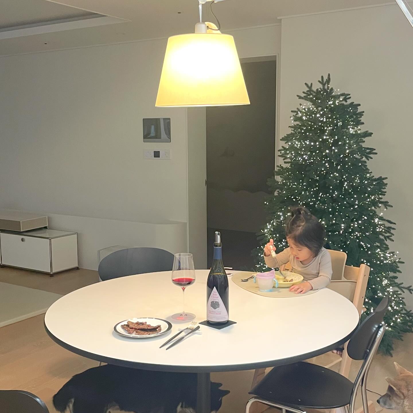 ⠀ ⠀
남편 회식으로 
혼술하는 날 🍷

이서 소고기 구워주는 날에는
저도 어쩔수 없이 뜯고 남은 소고기를 먹거든요..
근데 전 술 없이는 고기 못먹는 사람이라
이서 저녁먹는 동안에 와인 조금 마셨어요 😇
우리딸 다 커서 짠도 해주고 고맙네 ??
오늘은 스월링도 가르쳤는데 제법 잘해요.

저는 술에 있어서 관대한 집에서 자라서 그런지
(다른건 절대안됨 .. 시집전까지 통금시간있었..)
딸이랑 단둘이 술마시는 날이 엄청 기대되어요 !!

벌써 저희집 셀러에는 아이 스무살때 ,
결혼할사람 데려왔을때, 상견례때.. 결혼식에.. 
등등 온갖 아이 기념일에
마실 21년 아이 탄생빈티지 와인들을 사놨어요
물론 저 말고 저희남편이요... 😇

⠀ ⠀
아! 진짜오랜만에 와인소개..🍷
#오봉클리마피노누아 인데요!
저는 피노누아가 최애품종이지만
브루고뉴 피노 아니면 별로 즐겨마시진 않거든요.
근데 요거 미국와인인데도 꽤 괜찮아요.
너무 영빈이라 오픈하자마자 마시기엔 좀 튀고
오픈후 1시간 2시간반 사이에 마셔야 젤 맛있는거 같네요.
온도가 올라갈수록 별로니까 적당한 칠링필수 ..

인스타 잘 하려면 한우물 파라는데..
전... 글렀어요.. 육아피드도 하고싶은데
정반대인 술피드도 올리고싶고...🥹