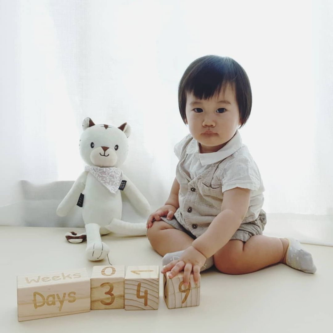 하루의시간 | 쉼표에머무르다 🏡 on Instagram: “정말 많이 컸구나..☺ 벌써 조금 있으면 첫돌이라니🙊 #장연우그램 #생후349일 #아기셀프촬영 #원목디데이달력 #아기모델”