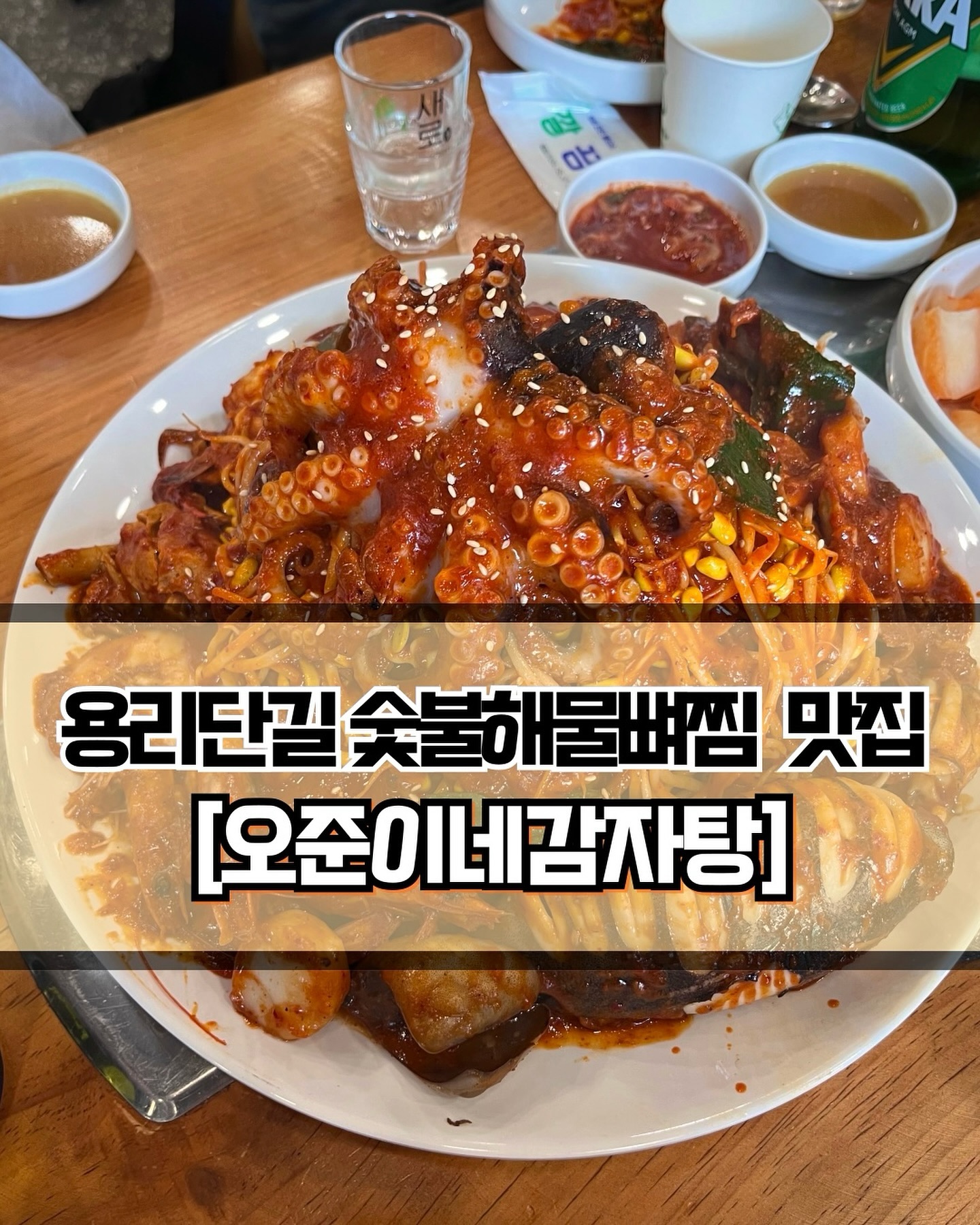 🥄 #오준이네감자탕 #오준이네감자탕신용산점 
 
 
 
🍽️[용리단길 매콤한 숯불해물뼈찜 맛집🔥]

🍽️ #숯불해물뼈찜 #맛보기보쌈 #셀프볶음밥 
 
 
✨정말 오랜만에 용산에 방문해 아주 맛있는 해물뼈찜을 먹었습니다! 용리단길은 처음 가본거였는데, 맛집이 정말 많아서 고민이 되더라구요. 매콤한 뼈찜이 땡겨 오준이네 감자탕에 방문했습니다. 사람이 많으니 주말에는 식사시간보다 일찍 가셔야 웨이팅 없이 드실 수 있으실 겁니다! 저는 식사시간 가까이 방문해서 30분정도 대기하고 들어갔습니다.
 
 
✨해물뼈찜을 주문하고, 음식이 나오기 전까지 좀 출출해서 맛보기 수육까지 시켰습니다. 뼈찜은 좀 걸렸지만 수육은 아주 빨리 나와서 좋았습니다😁 촉촉하게 잘 삶아져서 나오고, 고기와 비계의 비율이 적당해서 고소하니 맛있었습니다. 달달한 무말랭이와 매콤한 생마늘을 얹어서 먹으면 정말 최고입니다👍🏻 수육을 다 먹고 나서 해물뼈찜이 나왔는데 비주얼이 어마무시합니다. 오징어, 문어, 새우, 조개 등등 해산물이 듬뿍 들어있습니다. 대신 뼈의 양은 좀 적었어서 뼈찜을 많이 드시고싶으시면 해물뼈찜 말고 그냥 뼈찜을 시키셔야 합니다!
 
 
✨볶음밥은 셀프로 남은 뼈찜의 국물을 취향껏 넣어서 볶아먹으면 됩니다. 30분 이상 대기를 할 경우에는 볶음밥 1인분을 서비스로 주시니 참고하세요! 한가지 아쉬운 점은 블라인드가 제대로 설치되어있지 않아서 해가 정통으로 들어와 불편했습니다. 등지고 앉은 사람은 괜찮지만 태양과 마주보고 앉은 사람들은 고통 속에서 식사를 했다는..😢 햇빛을 가릴 수 있게 식당에서 조치를 취해주셨으면 좋겠습니다.. 그래도 음식이 정말 맛있었으니 강추합니다🥰

 
 
 
———————————————————————————

🏠 오준이네감자탕 신용산점
 
📍  서울 용산구 한강대로 120 1층
🕖  일~목 : 08:00 ~ 03:00
💥  라스트 오더 : 02:00
🕖  금, 토 : 00:00 ~ 24:00
💥  라스트 오더 : 23:00

———————————————————————————
 
 #용산맛집 #용산감자탕 #신용산역맛집 #신용산역감자탕 #용산뼈찜 #신용산뼈찜 #뼈찜맛집 #서울맛집 #서울뼈찜 #용리단길맛집 #용산공원맛집 #Y_용산 #Y_신용산역