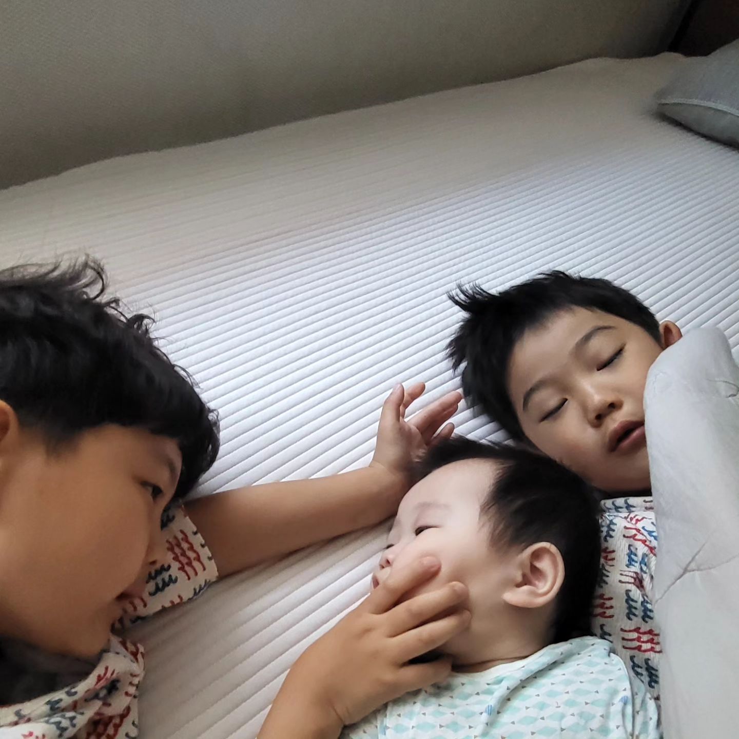 -
굿모닝 ☀️ 
#아침형인간
매일 아침 셋이 같이 기상하는
이유는 무엇? ㅋㅋㅋ
그래도 동생 챙기는 형아들 덕에
기분좋은 막내~🩷
#8세#6세#7개월
#삼형제#삼형제네#삼형제맘
#육아#일상#맘스타그램#육아소통
#여행#맛집