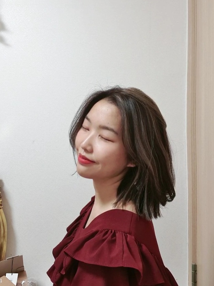 합정 로위_가을딥톤의 단발 솜브레 염색(에스파 윈터머리/합정 미용실 추천/차민선원장님)