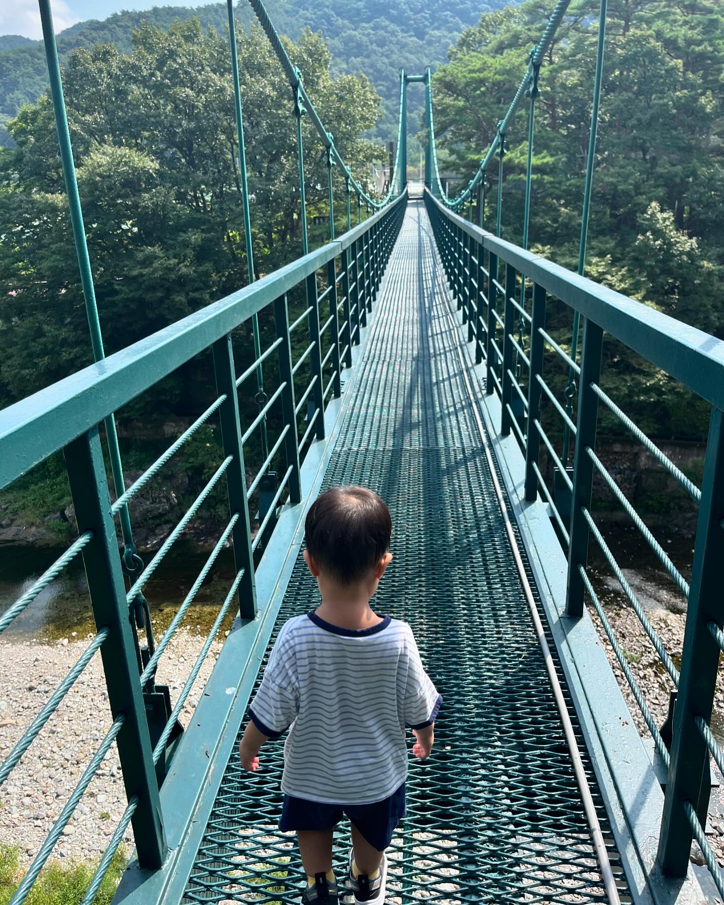 햇빛은 뜨거웠지만, 다리 밑 불어오는 바람도 옹기종기 오름 같은 느낌의 산세도 좋았던 주왕산 계곡 - 

물이라면 무서워하던 토토가 신나하니 ‘계곡파’란 걸 알게 되었고, 
금세 사라진 토토가 물에 빠져 식겁했기에 보호자로서의 경각심을 다시금 일깨운 경험이었다. 손님이 우리밖에 없었기에 더 신경써주시고 설명해주신 어드벤처 어르신분들께 감사하고, 연휴 전날 느긋함과 한적함을 느낄 수 있어 감사했던 네 식구 나들이었다. 

주왕산이라는 말도, 강구라는 장소도 어렴풋하게 느껴지는 걸 보면
어릴적 언젠가 찾은 적이 있는가 싶기도 하고- 엄마한테 한 번 물어봐야겠다(하고 돌아서 까먹고선, 오늘 아침 엄마랑 통화에선 묻지도 못함) 

요새… 돌아서서 까먹음이란, 앞으로가 걱정이구나😟