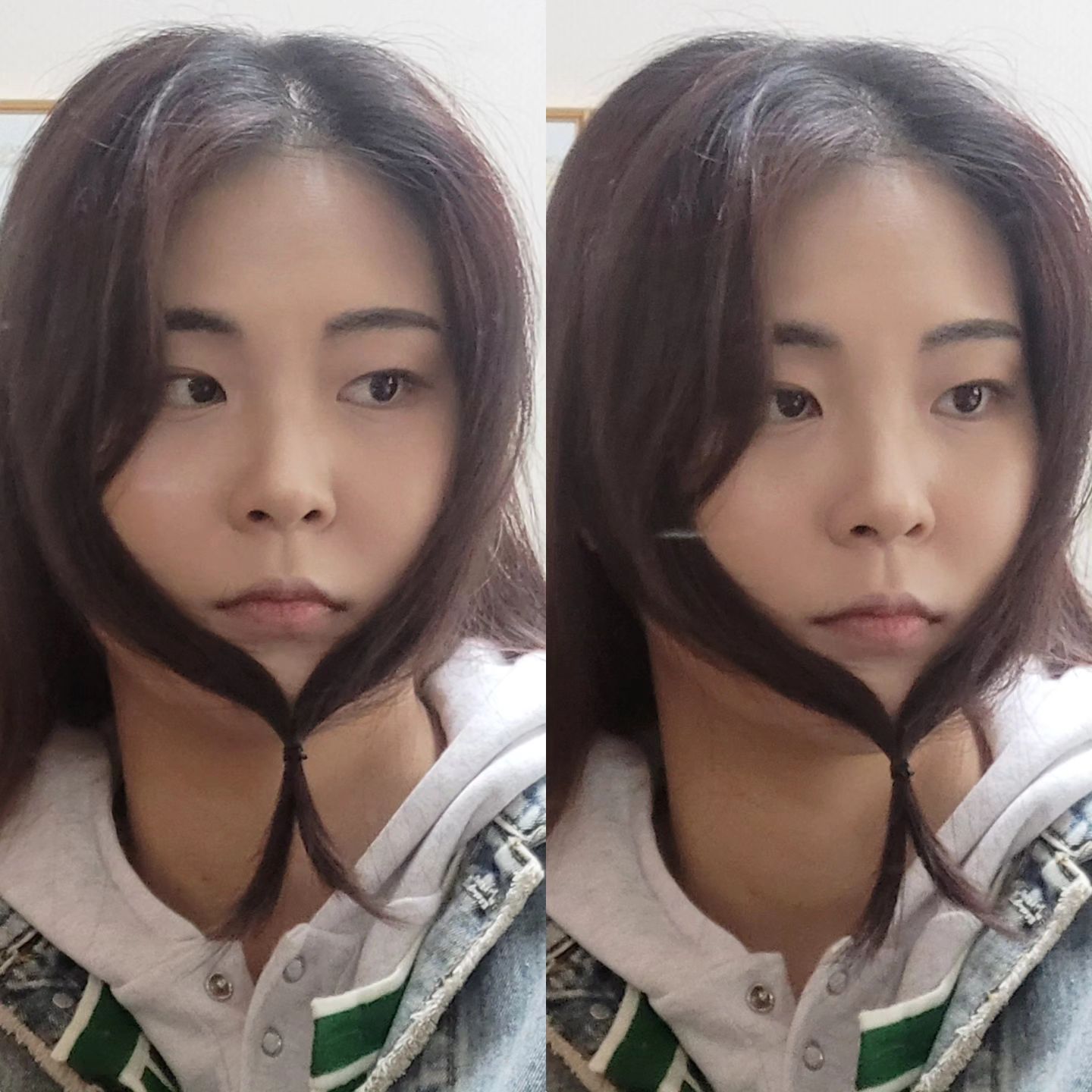 무표정이며 우스꽝스러우나
생각보다 내적으로 신난 표정입니다🙃😚
(참고: 반묶음머리 하기위한 전단계)
돌려깍기하고싶다...🥲