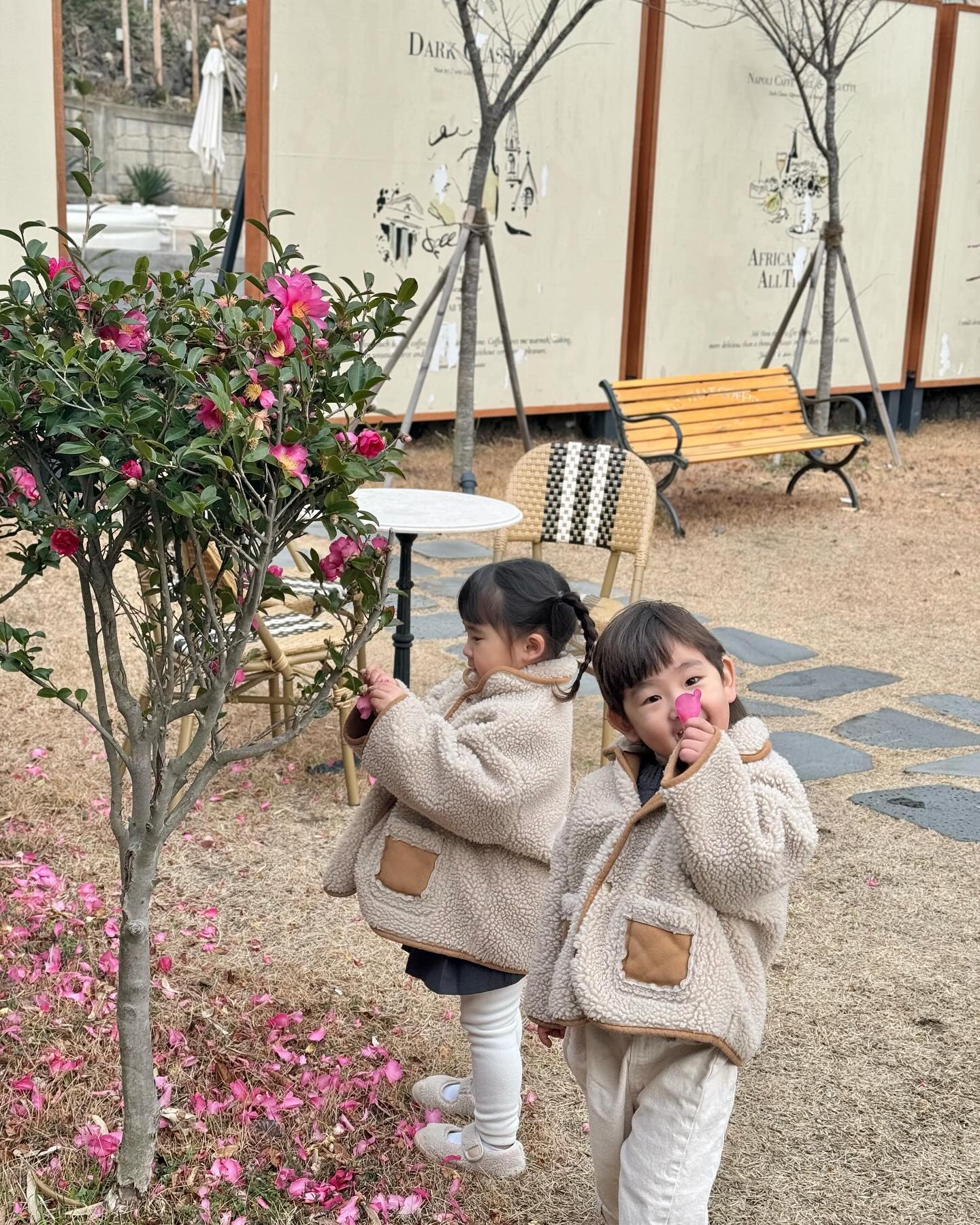 제주 여행 첫째날, 카페 앞에 있던 아기동백나무에서 떨어진 꽃잎이 하트라고 엄마한테 주는 애기덜..🌺✨

#아기랑제주 #아이랑제주 #동백포레스트 #제주카페