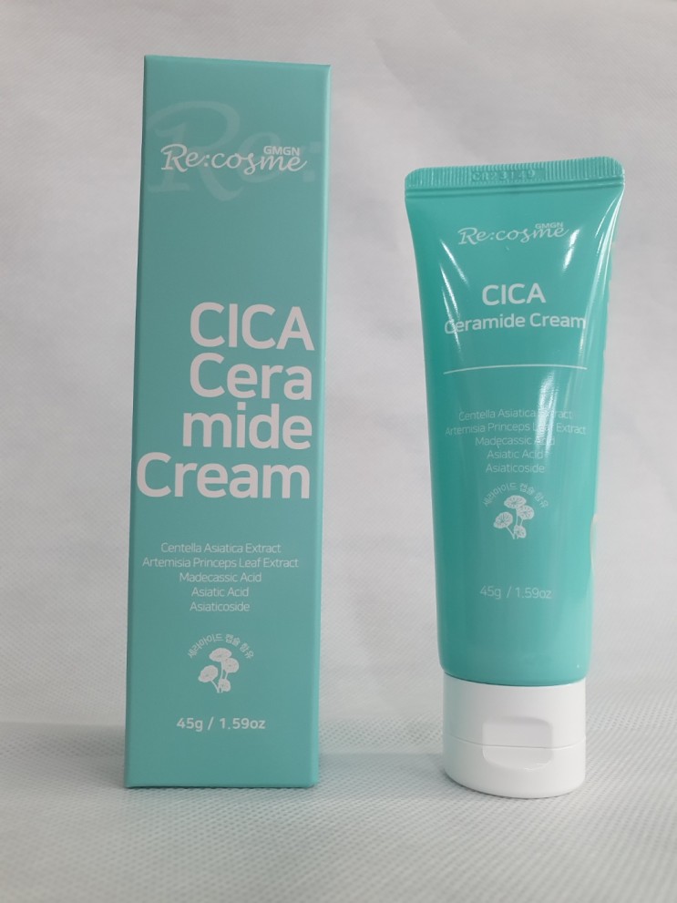 비건 인증받은 GMGN 르코스메 시카 세라마이드 센털라 진정 수분 크림 후기입니다.