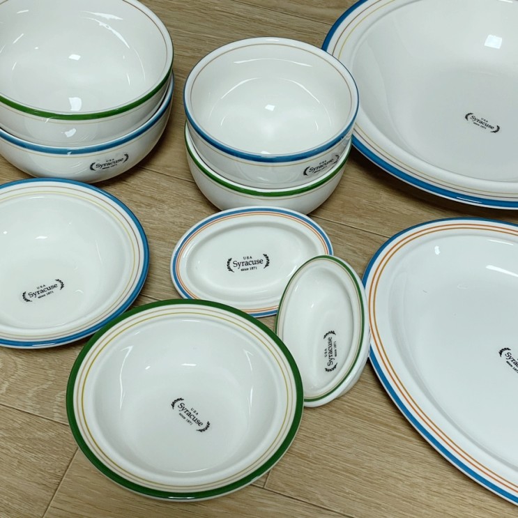 ♥️집들이 선물♥️ 시라쿠스 2인 그릇 메이플 그린블루 세트 12PCS (+시라쿠스 머그컵)