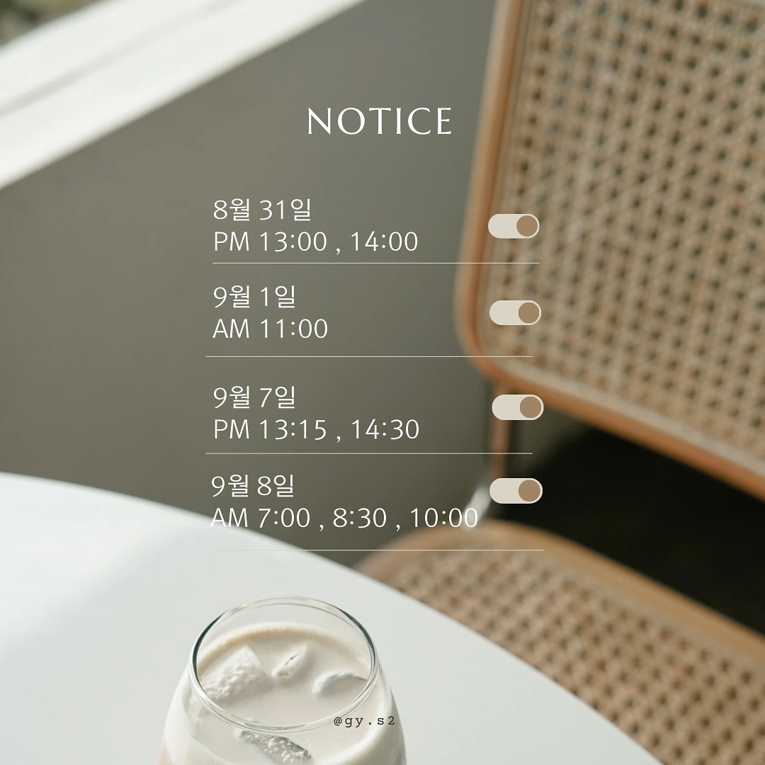 .
주말 예약 안내 입니다 :) 참고 부탁 드려요 !
.
8월 31일  PM 13:00, 14:00
9월 1일  AM 11:00
9월 7일  PM 13:15, 14:30
9월 8일  AM 7:00, 8:30, 10:00
.
평일 예약 오전 6-7시 타임은 바로 예약 가능 하시나
다른 시간대의 예약은 1주일 이전에 상담후 예약 도와드리고 있습니다
평일도 모든시간대 다 도와드리고 싶으나 시간이 맞아야해서
꼭 미리 연락 부탁 드립니다 !
.
.
네이버 [이끌연메이크업] 네이버 톡톡 문의
카카오 -[가연메이크업] 검색후 문의
.
#동탄메이크업
#동탄헤어메이크업
#병점메이크업
#오산메이크업