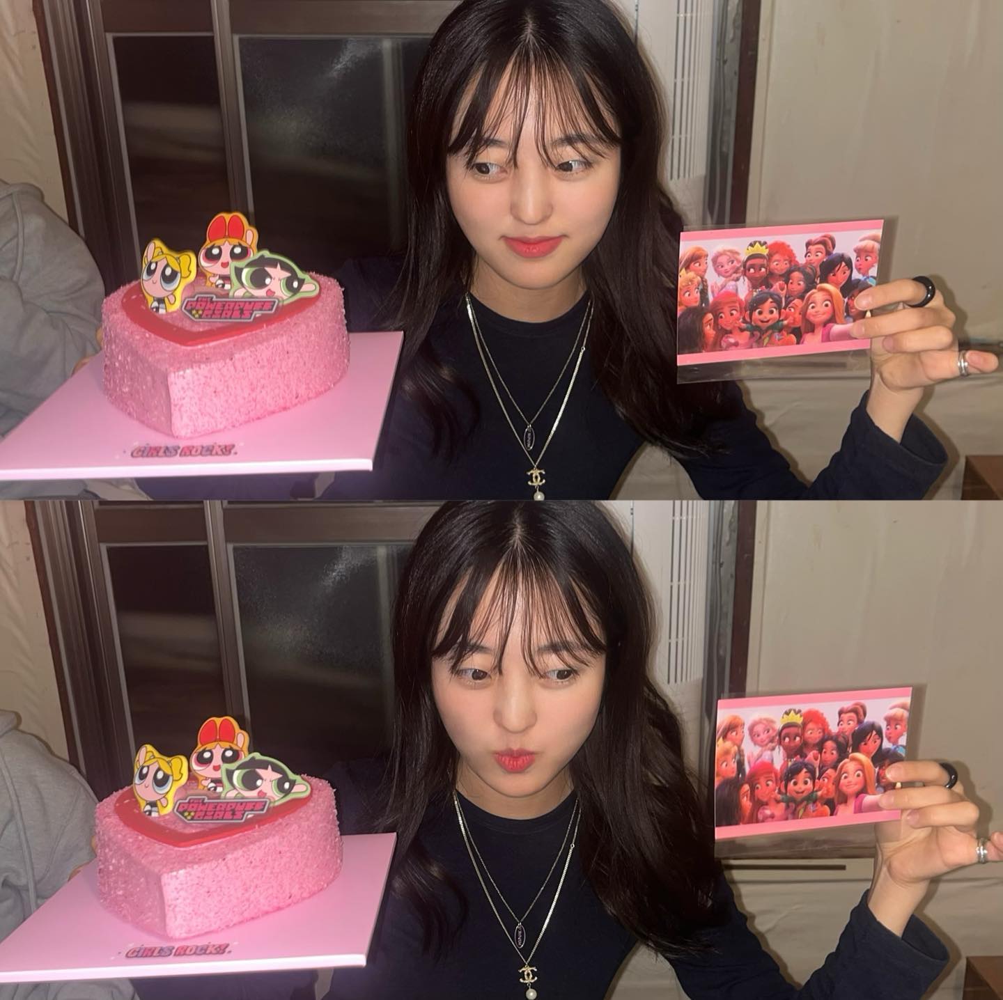 10/31이 생일인 유진이와 11/16일 생일인 건희 그리고 29일 생일인 나 합동 생일파티🎂
생일이 한참 지나 축하를 받은 유진이는 감흥이 없었고 건희는 생일이 지나서 받은 선물을 만족하며 너무 좋아했고 나는 생일이 전날이고 선물이 분명 안도착했다고 했는데 황소희가 거짓말친거였다는 사실에 신이 났다🤪
세명 생일이니까 파워퍼프걸 케이크 하자고 신이났고,모두가 황소희에 편지에 너무나 좋아했다. 아끼던 편지지에 너무 나같다고 편지써준 황소희편지 심지어 케이크랑 잘어울려서 단단히 신이 났다:)♥️ 노래부르면 바로 초를 불고 싶어지는 나는 1,2,3을 참지 못하고 혼자 초를 불어서 쿠사리를 맞았다ㅋㅋㅋㅋㅋ하지만 너무 웃겨서 만족✌🏻쿠사리 맞는 와중에 포즈 취하는 유진이 우리는 모두 참 안맞는데 친구다😆
건희가 나 사진찍어주는 걸 모두가 쳐다보고 현지는 영상을 찍어줬는데 건희가 의식하고 예쁜척하고 있는게 다들 너무 웃겨버렸던 영상까지…😂
어지럽게 많이 웃은 생일파티 곰아워 얘들앙♥️🌷