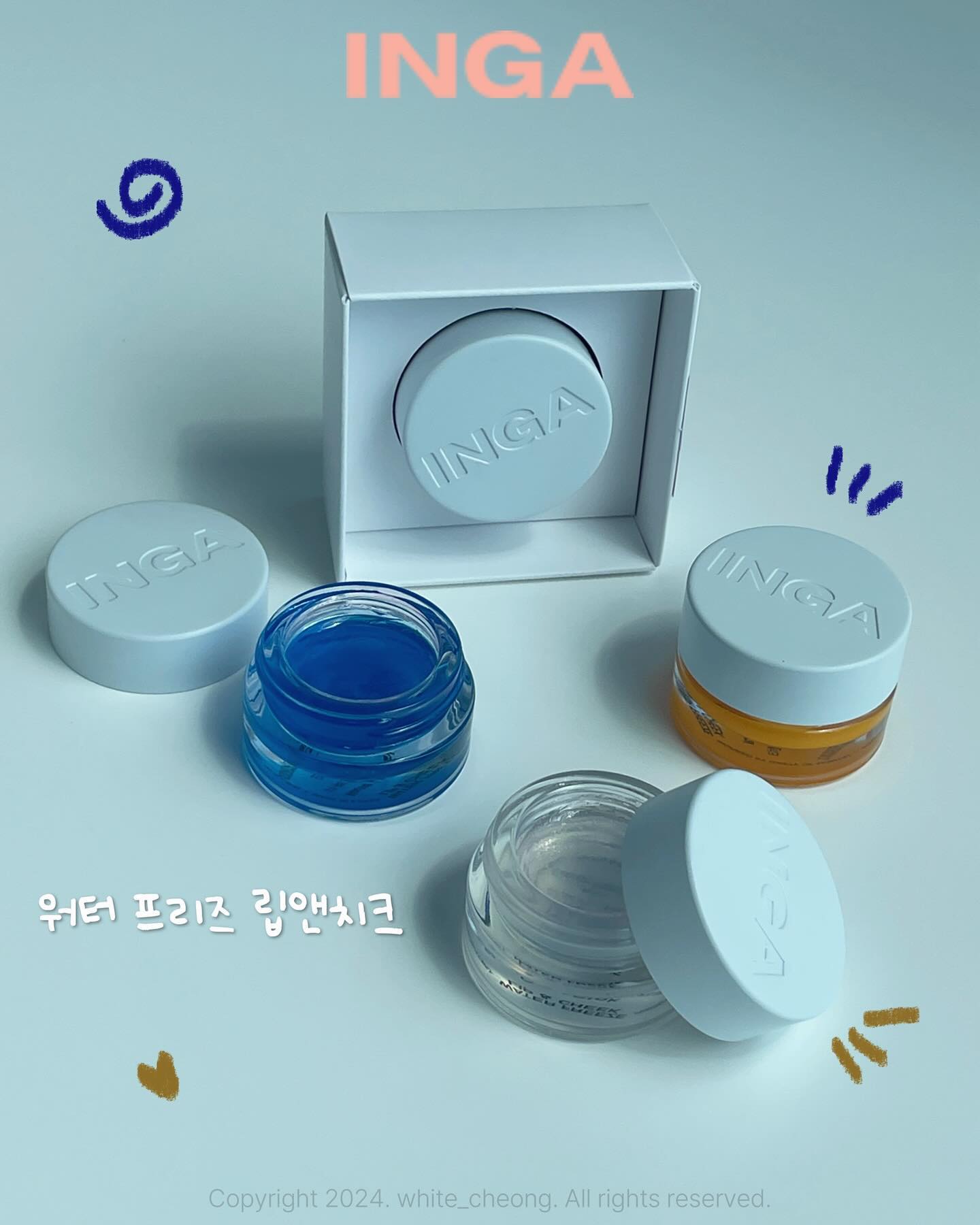 #제품제공 #잉가 inga_official 

잉가의 유명템, ‘워터 프리즈 립앤치크’‼️
보이는 것과 다른 발색에 늘 궁금했던 제품을 드디어 써봤어요 !

제품들이 겉과 속이 다른 느낌이라,
첫 사용 때 너무너무 기대되더라구요!!
퍼스널 컬러링이라는 말에 제 피부에선 어떻게 발색될 지 더더욱 궁금했어요💗

부드러운 멜팅제형인데,
사실 저는 만질 때 살짝 젤리텍스처처럼 느껴졌어요✨
(손의 온도로 녹았을 때)

생기있게 글로시한 광을 연출해주기 좋은데,
저는 립보단 사실 치크로 쓸 때 너무너무 마음에 들었답니다!
like 속광 메이크업...🥰

제가 사용한 컬러는 전 컬러로
🫧칠리 레드 - 맑은 칠리레드컬러
🫧누드 코랄 - 투명 코랄, 웜톤 강추!!
🫧딥 모브 라벤더 - 푸른기가 도는 라벤더컬러. 라이트톤들 이거 써보세요...! 쿨톤들 이거 치크에 올려보세요!!
🫧쿨 핑크 - 투명한 핑크, 쿨톤들 이거 글로스로 바르기 딱이랍니다

현재 올리브영 온라인몰에서도 잉가를 만나보실 수 있으니,
궁금하시다면 지금 당장 올영 달려가시기💨

#inga #올리브영 #올리브영추천템 #올영 #코덕 #메이크업 #립발색 #립덕후 #lip #cheek #kmakeup #kbeauty