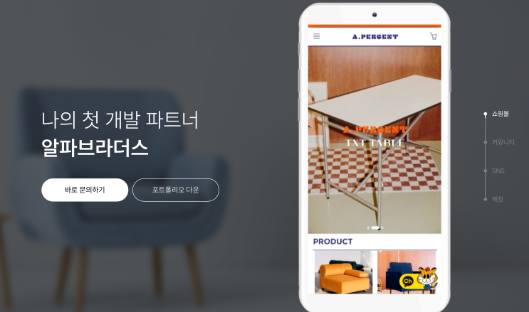 앱개발은 알파브라더스에서 웹사이트제작해보아요.