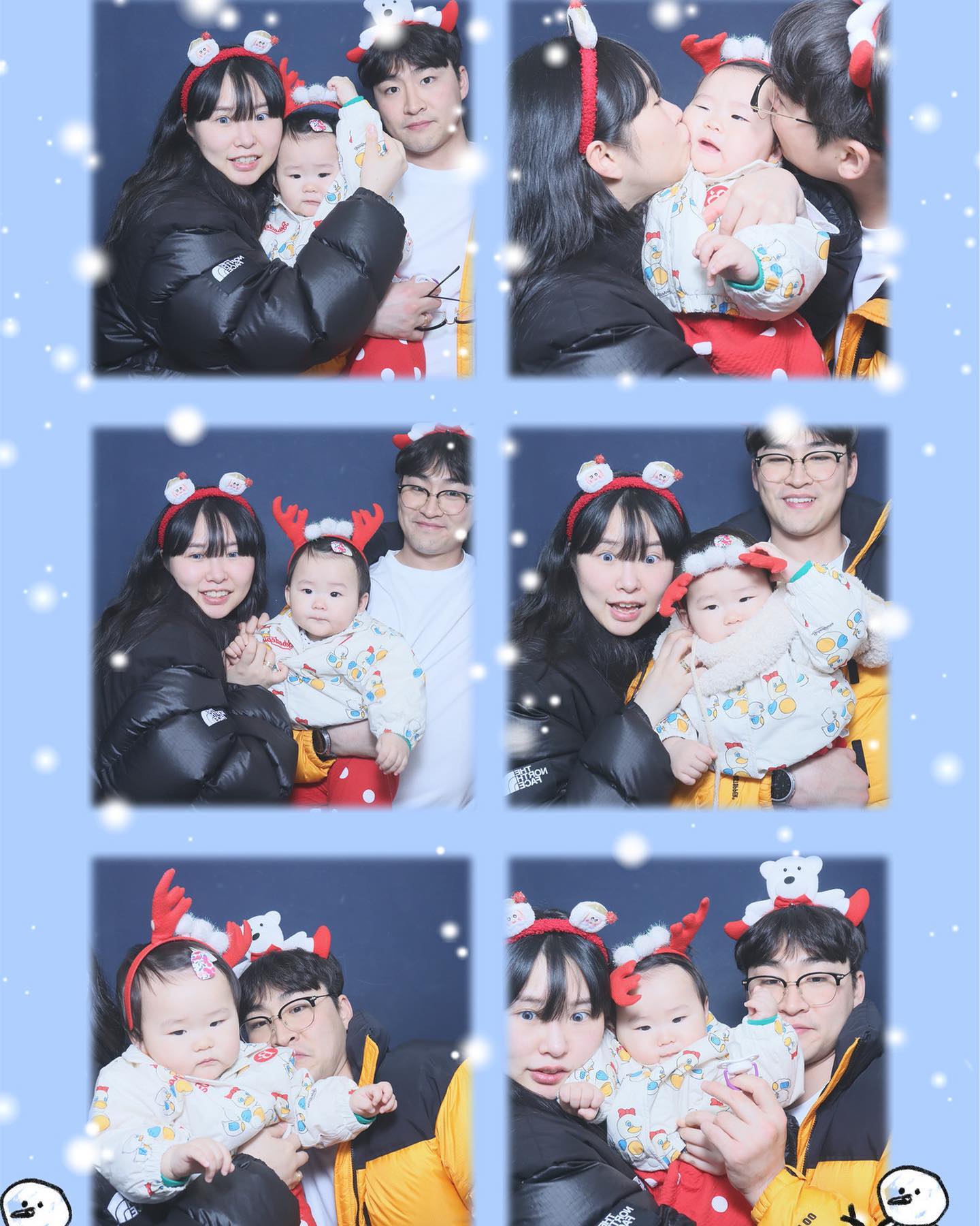 2023년도 마지막 끝자락에 찍은 우리들의 모습.
2023년도에는 지유가 태어났고,신생아때는 2시간 간격으로 밥주느라 기저귀 갈아주느라 정신없이 시간이 흐르다보니 100일 200일 그러다보니 한해가 다 갔네.
2023년,남편의 취업과 하나뿐인 여동생의 결혼,친구들의 결혼 ,지유 돌잔치, 6개월간의 워킹맘 끝에 퇴사와 외할아버지의 부고, 좋은일 슬픈일 참 많았지만 잘 지내왔고 앞으로도 지금처럼 잘 지낼거다.
2024년 잘 부탁혀~고생혔다!