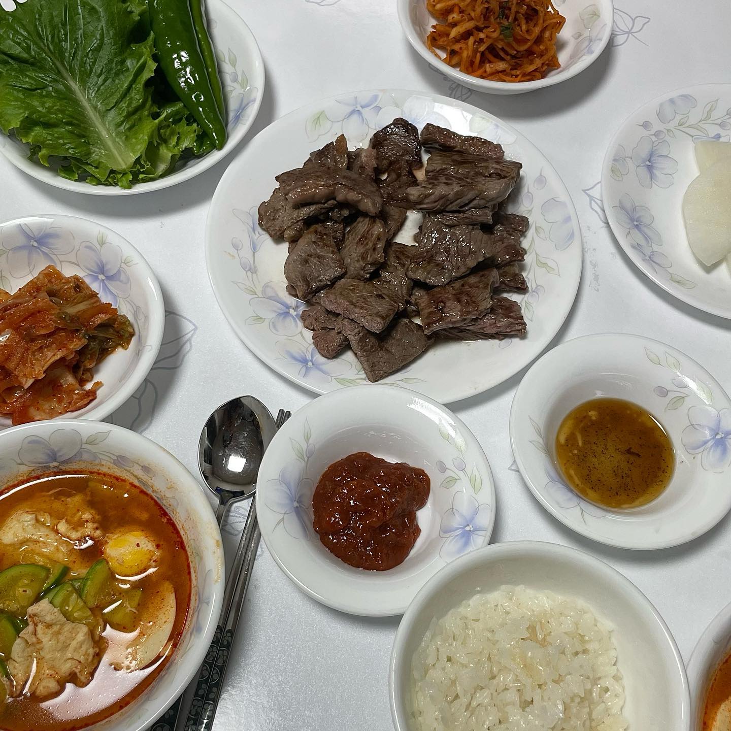 지난주 친정💓
#소고기 🥩 #순두부찌개 🍲