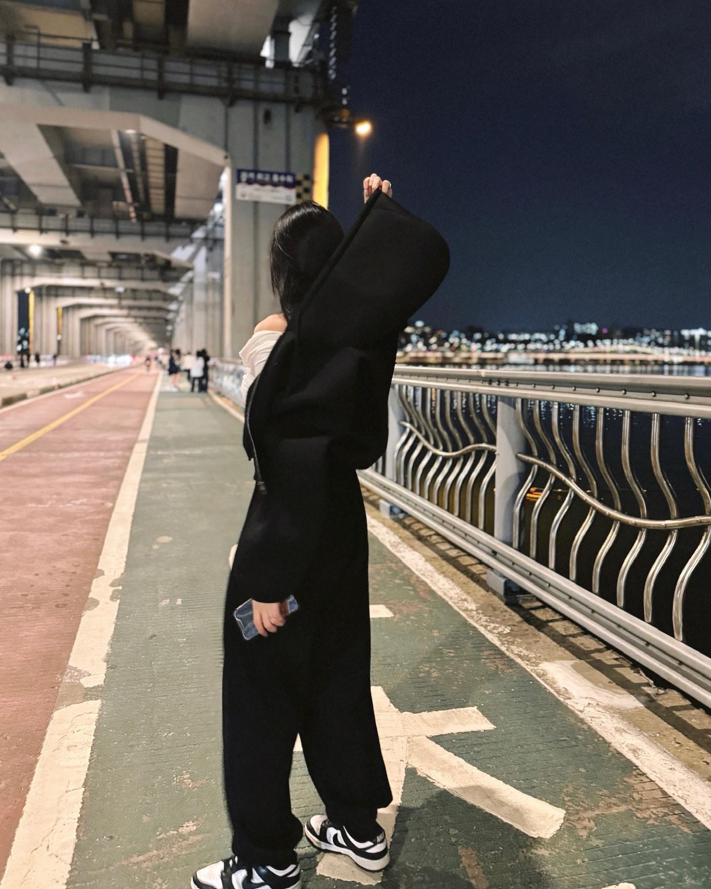 예쁜 야경과 갑자기 강아지 그리고 후드집업