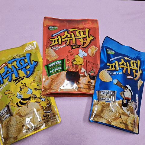 [바다소리.피쉬팝3봉] 오리지널, 허니버터, 칠리 구성으로 골라먹을 수 있는 글루텐프리 단백질스낵 피쉬팝