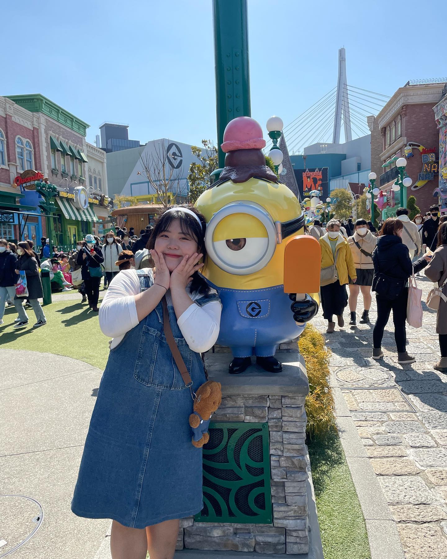 멜빵곰돌이랑 커플룩입고 유니버셜 뿌시기🐻💙