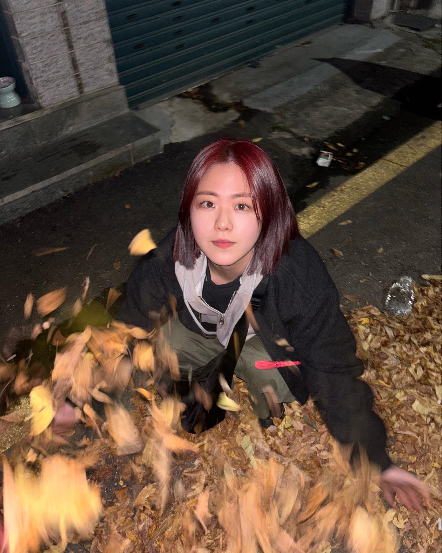 낙엽보고 신난 사람,,