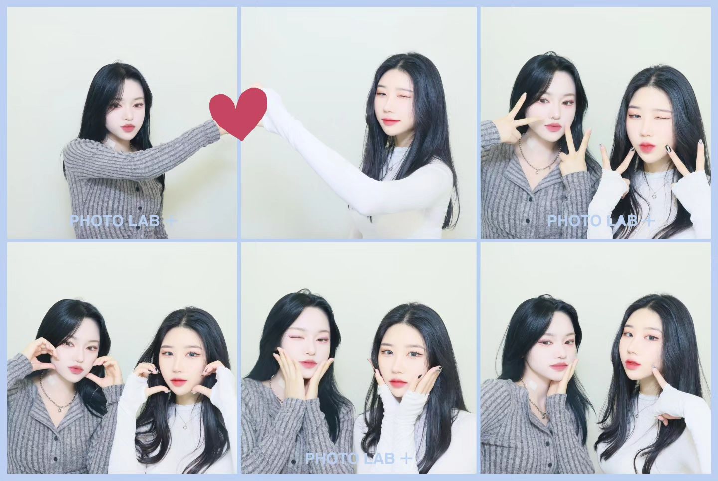 아쒸 이번에 안 해본 레이아웃으로 찍었더니 짤리고 난리나네 ㅋㅋㅋ
서로 손 하트 위치 안 맞아서,, 그려서 가려버린 건 비밀임 🥲
마지막 사진은 짤린 부분 포기해~ 보지마~~