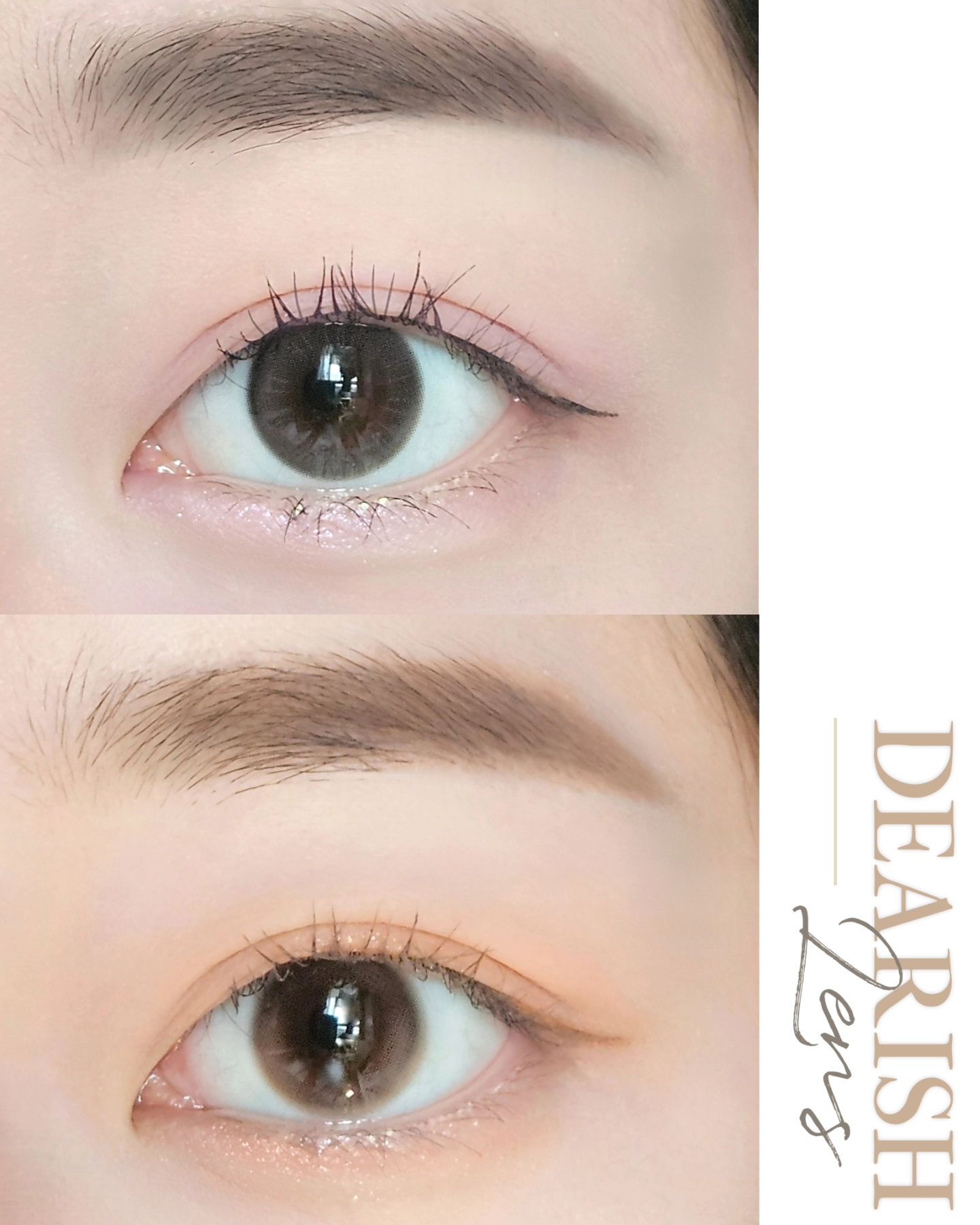 #협찬
🤍디어리쉬(dearish_official) 렌즈🤍

윙크(winc_app)에서 체험단으로 당첨되어
디어리쉬의 신상 렌즈를 만나보았어요 !
 
윙크 픽업으로 주문했는데 예약접수도
접수 신청과 동시에 거의 바로 되고,
접수되고 1~2일 만에 가까운 안경점에서 픽업하여
예쁜 렌즈를 빠르게 만날 수 있어서 편리했습니다 :)
⠀
⠀
제가 체험해본 렌즈는

🩶 시어버터 실키그레이 | Silky-Gray (12.8mm)
🤎 뷜 코코브라운 | Coco-brown (13.2mm)

두 가지로 모두 한달용 렌즈입니다.

▫️시어버터 실키그레이는
시어버터에서 영감을 얻어 만든 렌즈로,
부드러운 컬러 표현과 빗금 패턴이 포인트에요!
베이지가 한 방울 들어간 부드러운 그레이 컬러라서
부담스럽지 않게 데일리로 착용하기 좋았어요

▫️뷜 코코브라운은
비눗방울에서 모티브를 얻은 디자인으로,
부드러운 브라운 컬러라서 투명하고
자연스러운 눈빛을 연출할 수 있어요
⠀
⠀
두 렌즈 모두 웜, 쿨 상관없는 컬러라
톤타지 않는 데일리 렌즈로 너무너무 추천드려요✨

눈이 민감해서 조금만 불편하면 렌즈를 착용하지 못하는데
훌라 현상도 없고, 장시간 사용했을 때도 괜찮았습니다

재구매 의사 있어요🫧
⠀
⠀
┈┈┈┈┈┈┈┈┈
#디어리쉬 #dearish #디어리쉬렌즈 #윙크렌즈 #WINC
#뷜 #코코브라운 #시어버터 #실키그레이