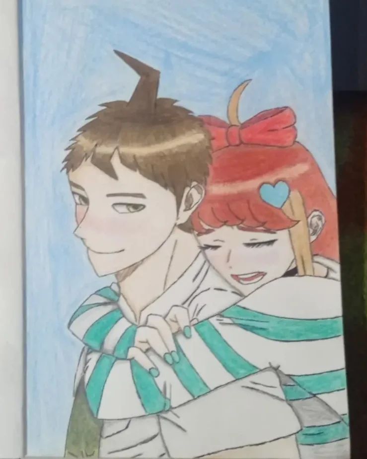 I'm finally back with one of the ships I came to love a lot, it's time for HajiLina! You know, Hajime x Lina? That one. I honestly had so much fun while drawing this one and I will definitely draw them again in the future!
Lina belongs to my friend mintostar101 and I would like to thank her for this opportunity to draw her OC Lina Airi, with her ship, Hajime Hinata, the protagonist of SDR2 (my favorite protag ngl)!
Tbh, I ship HajiLina a lot and they are so adorable together!

#HajiLina #HajimeHinata #danganronpa #danganronpaoc #ocxcanon #goodbyedespair #danganronpagoodbyedespair