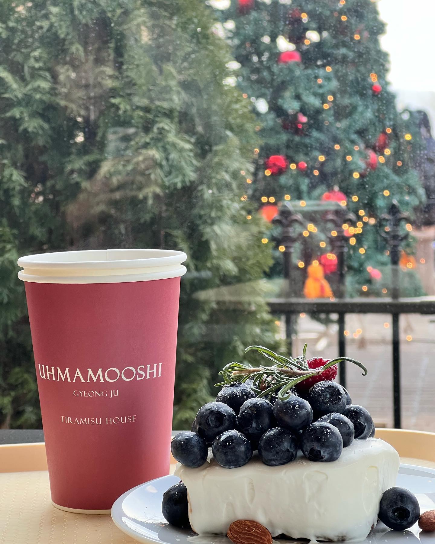 🎄
#어마무시카페 트리분수있는곳
  #경주카페 이름처럼 어마무시했다.

#어마무시본점 안에는 자리도 없고
주문한다고 줄서있고
  주문하고 자리 없어서
비굴하게 넘 테이블 옆에 서서 있고 ㅎㅎ

어마무시하게 사람 많고
겨우 자리 생겨서 냉큼 앉아 창가만 바라보고
  줄서서 사진찍는 모습 보기만 하다옴 😂