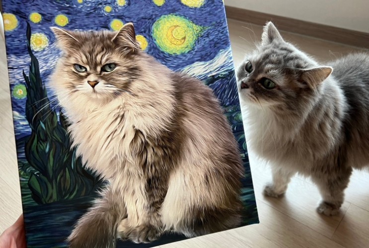 빈센트 반 댕냥이 : 반려동물 초상화 퀄리티 좋은 고양이 그림