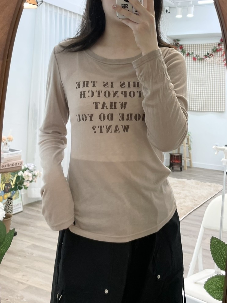여리여리핏🍥 서울베이스드 원트 시스루 롱 슬리브 티 내돈내산 후기 ✨